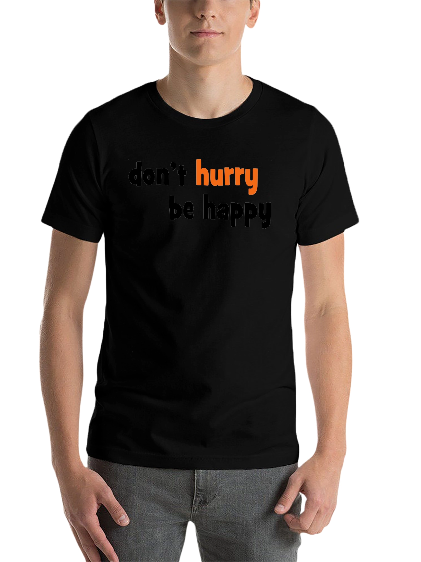 Black Don't Hurry Be Happy Graphic Tee view 7