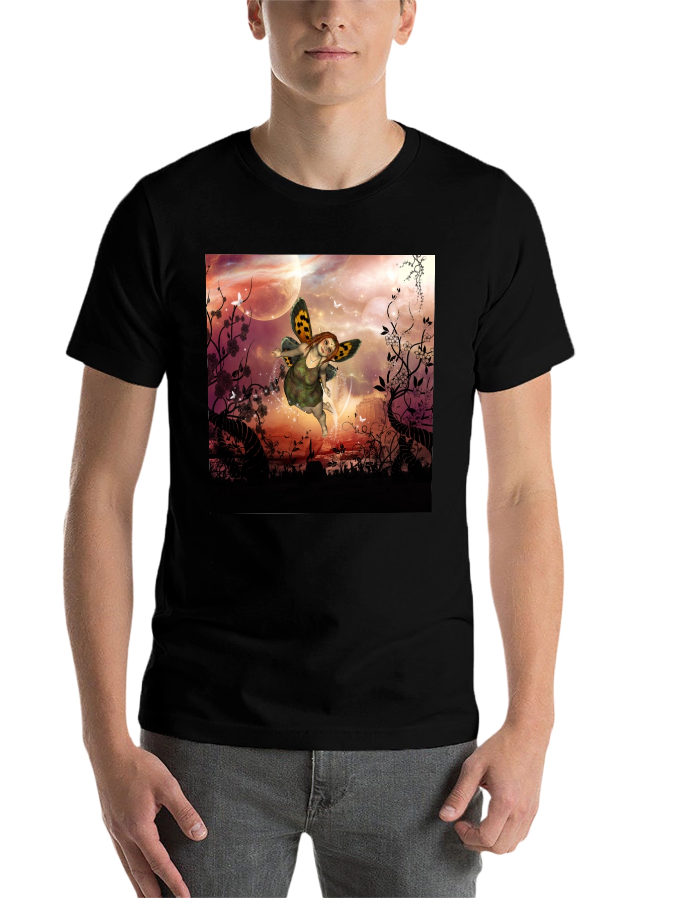 Black Fairy Fantasy Graphic Tee - Unique Design view 7