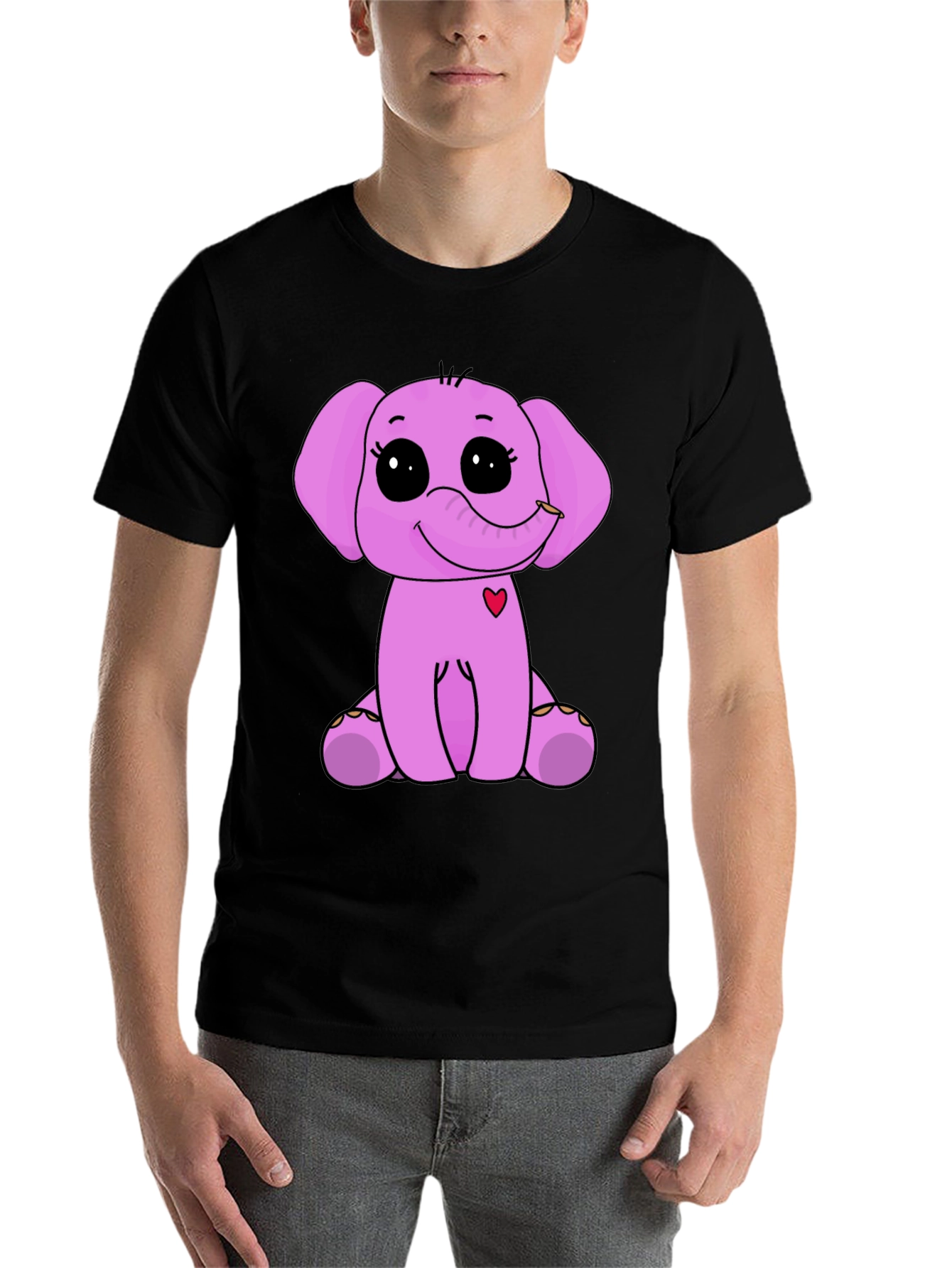 Black Cute Elephant Graphic Tee - Black view 7