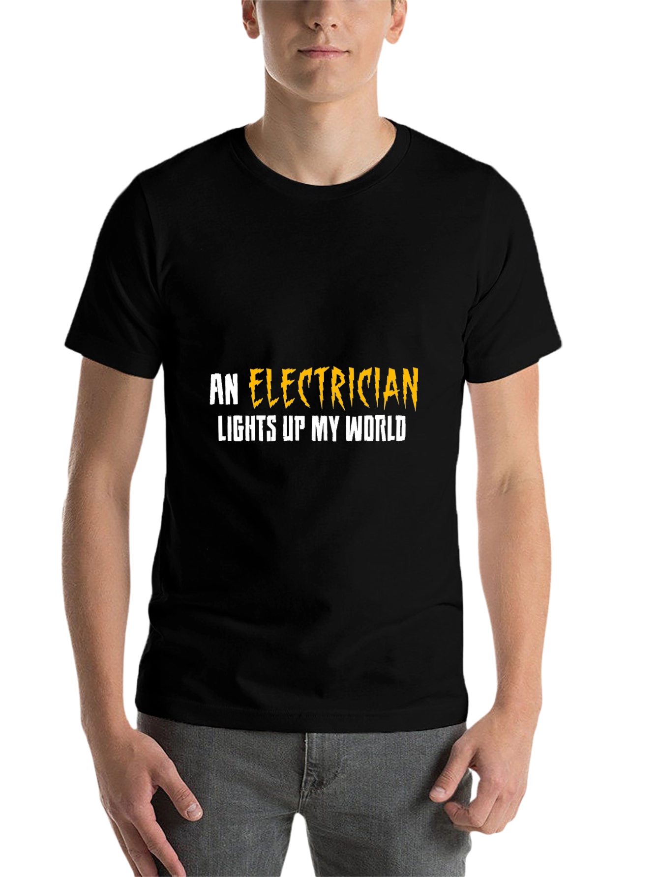Black Electrician Lights Up My World T-Shirt view 7