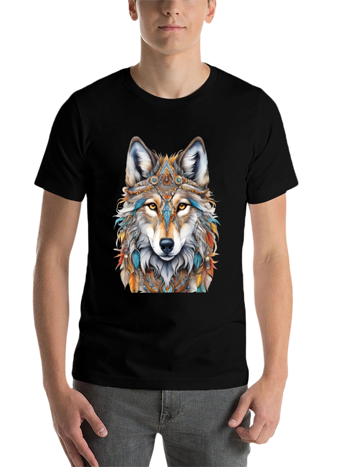 Wolf Spirit T-Shirt - Tribal Headdress Design - 7
