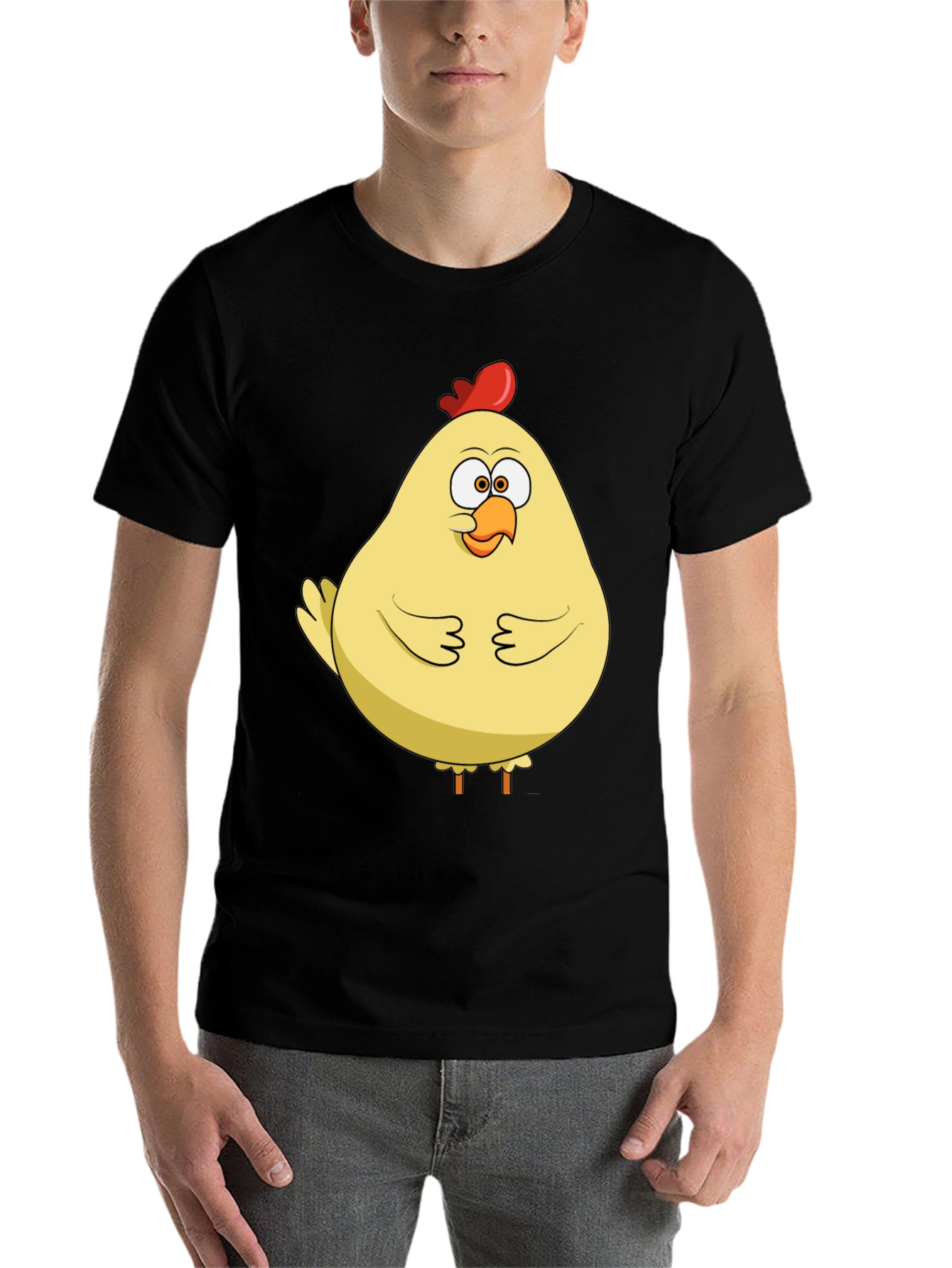 Black Funny Chicken T-Shirt - Quirky Cartoon Bird Tee view 7