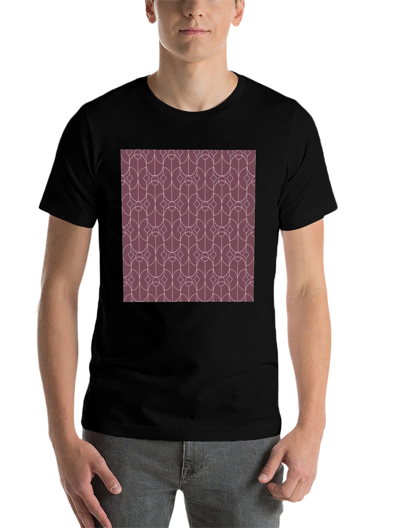 Black Geometric Pattern Graphic Tee - Modern Style view 7