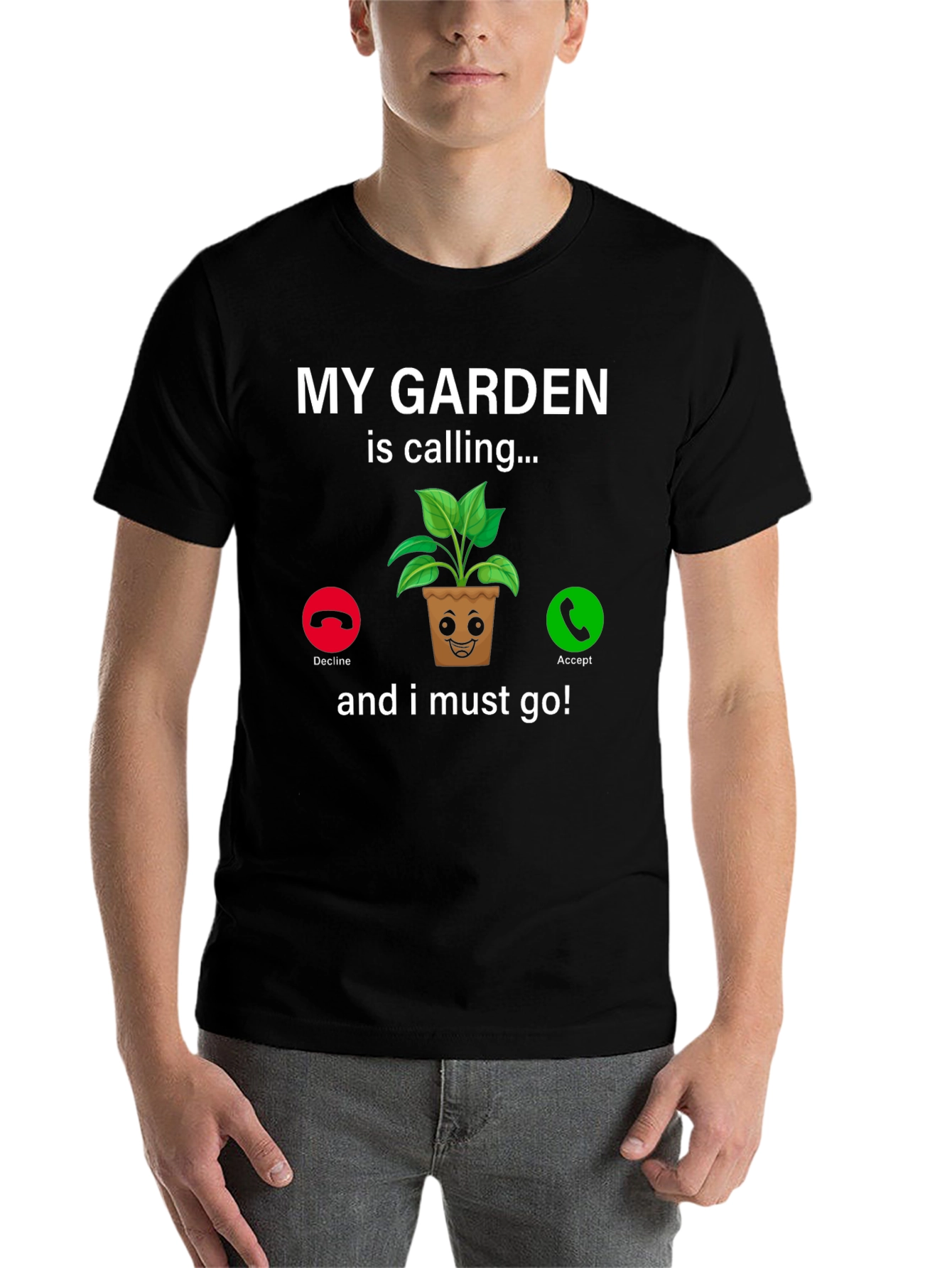 Black My Garden Is Calling T-Shirt Funny Gardener Tee view 7