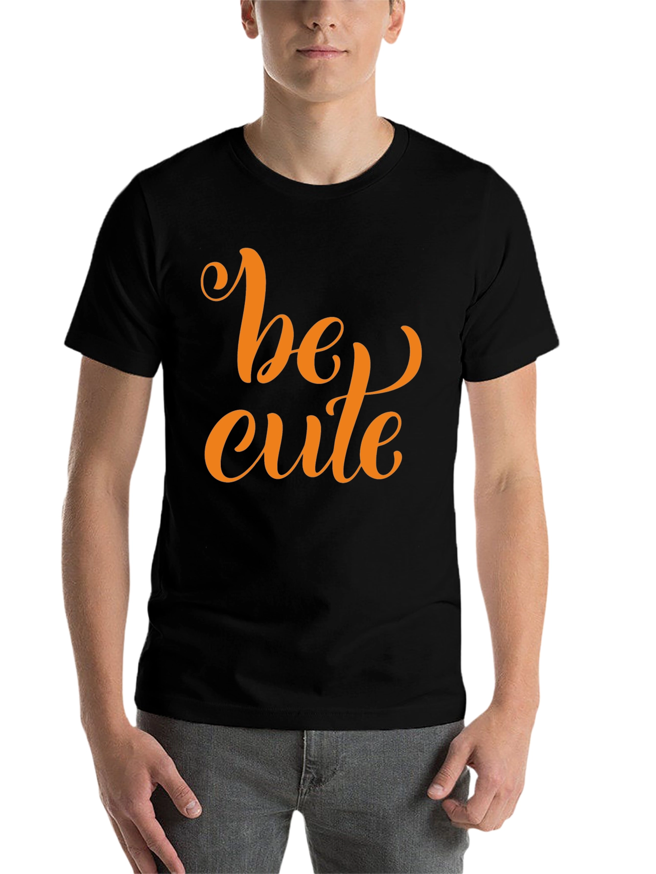 Black Be Cute Black T-Shirt - Trendy Casual Wear view 7
