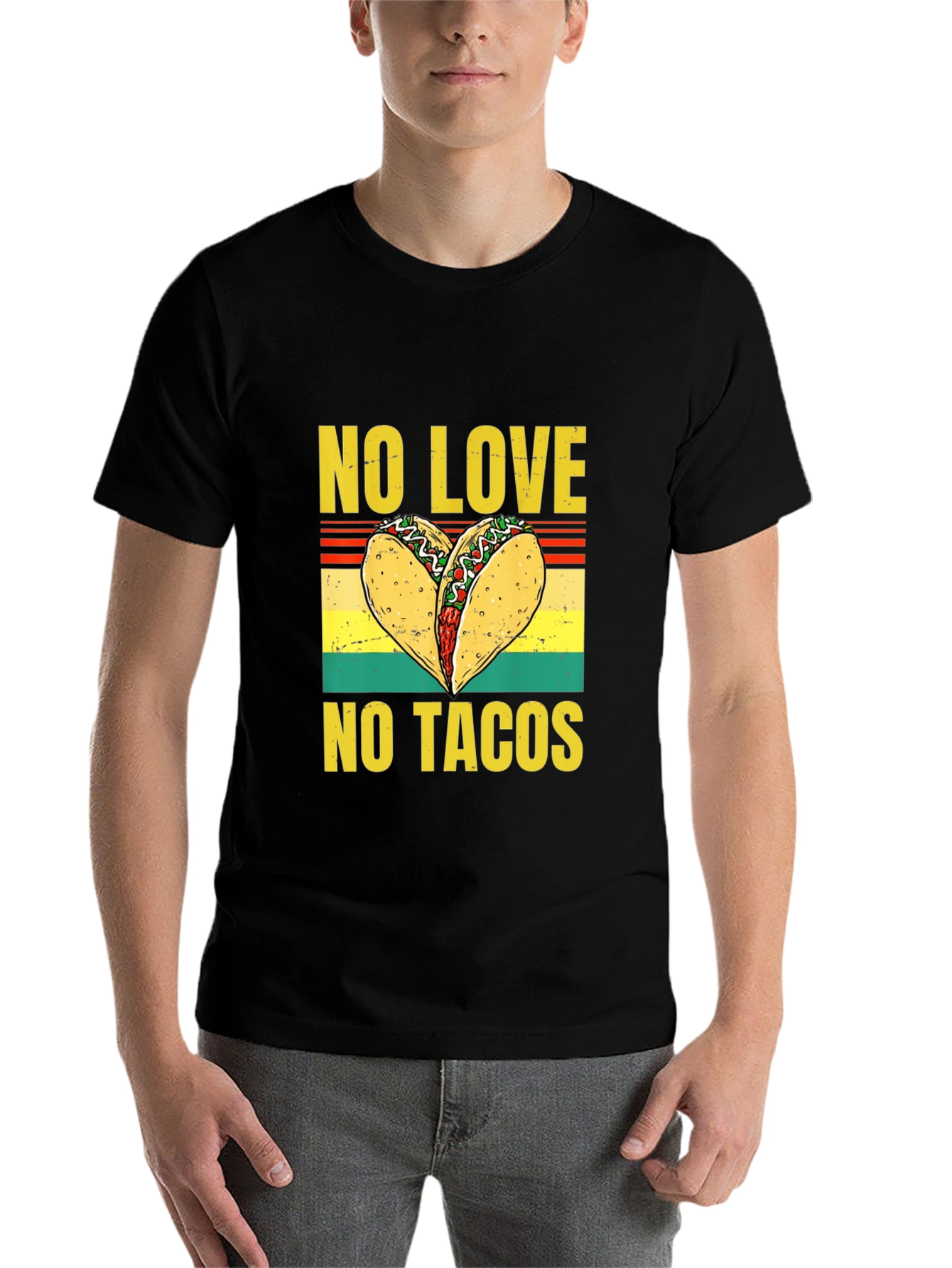 Black No Love, No Tacos Graphic T-Shirt view 7