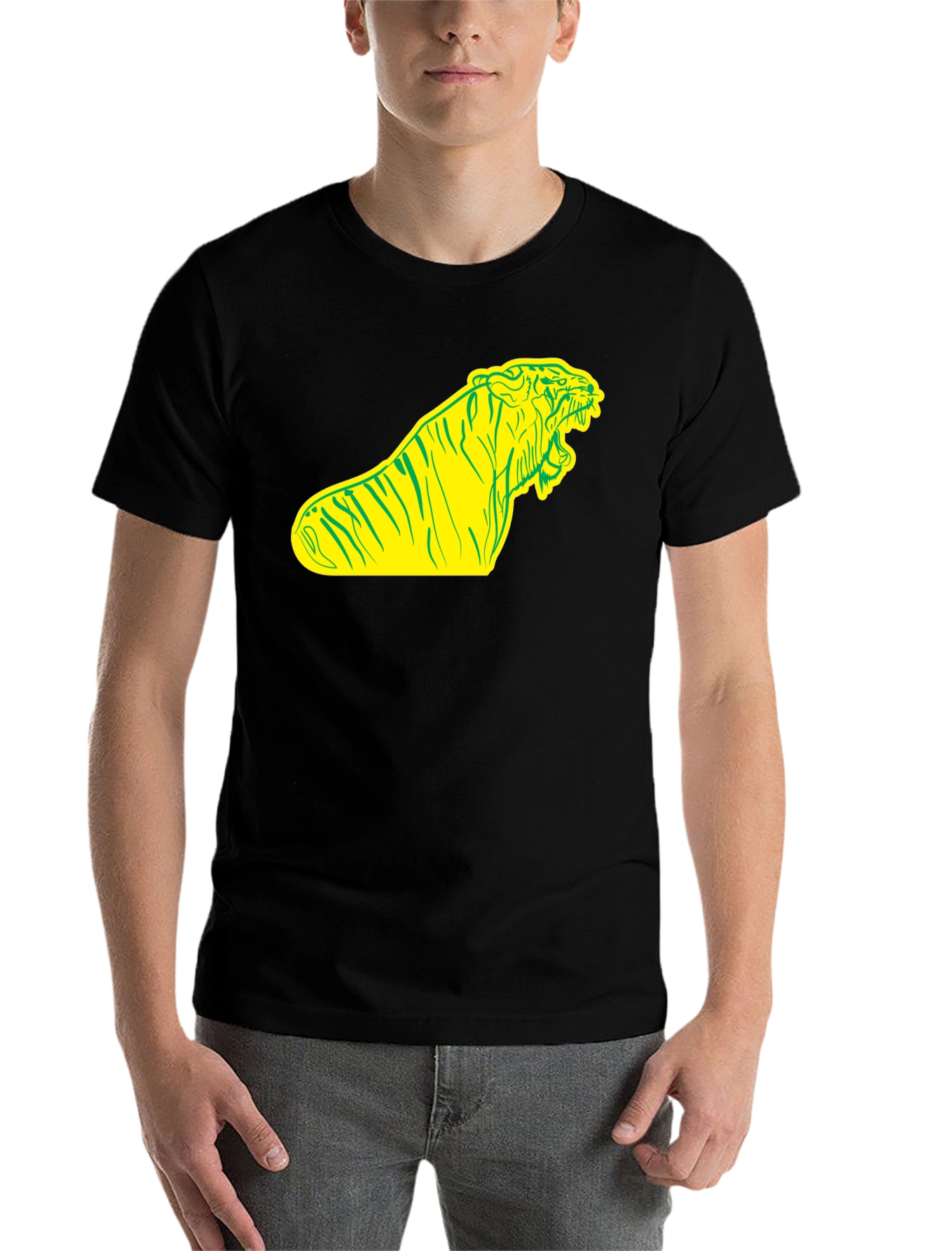Black Bold Tiger Graphic Tee - Black Cotton T-Shirt view 7
