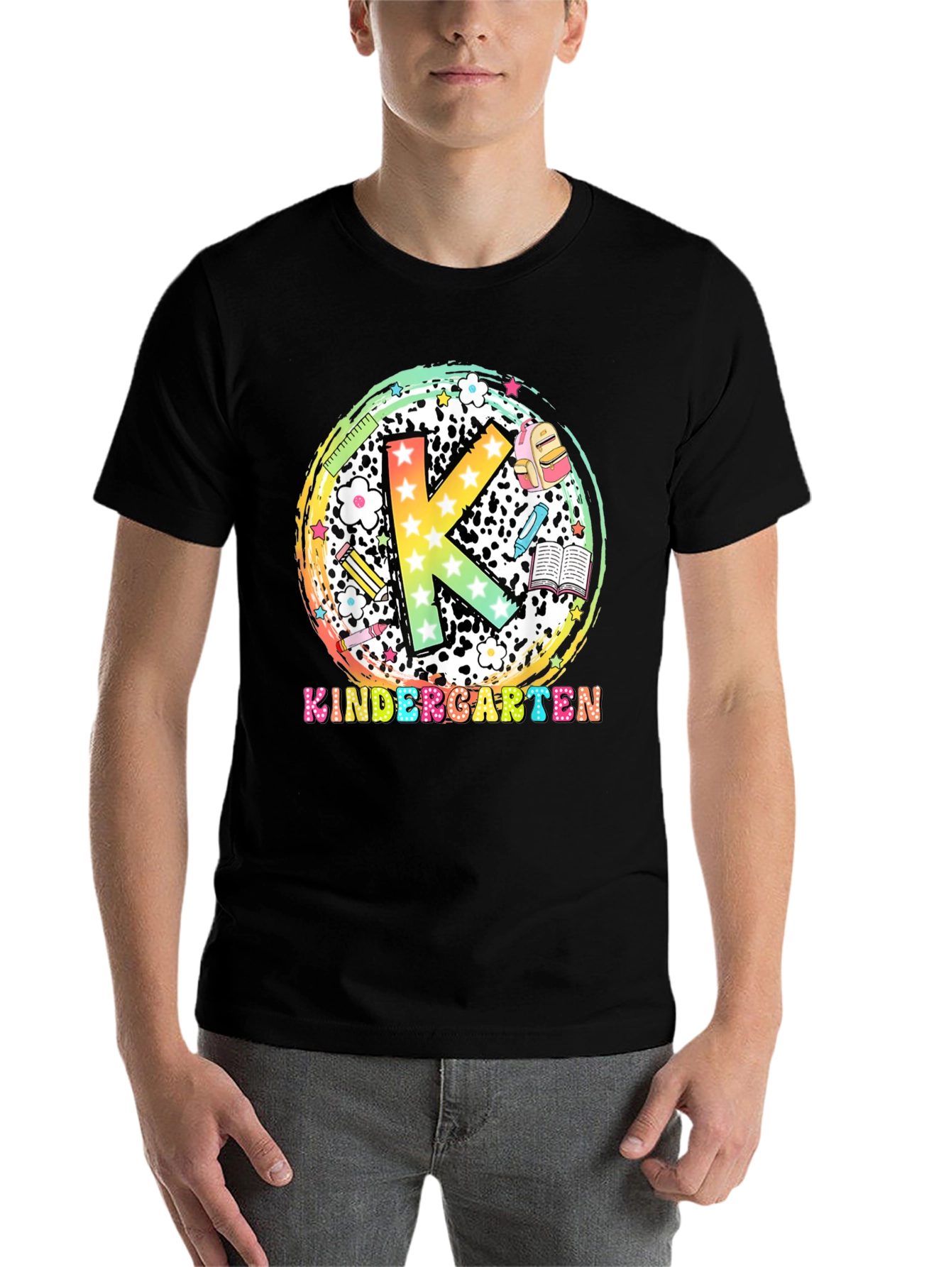 Black Kindergarten Teacher Black T-Shirt view 7