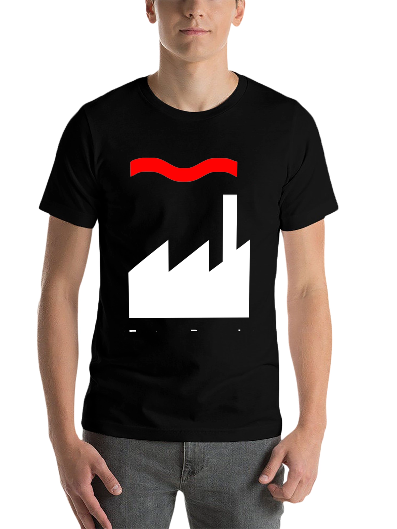 Black Factory Graphic Tee - Cool Black Cotton T-Shirt view 7