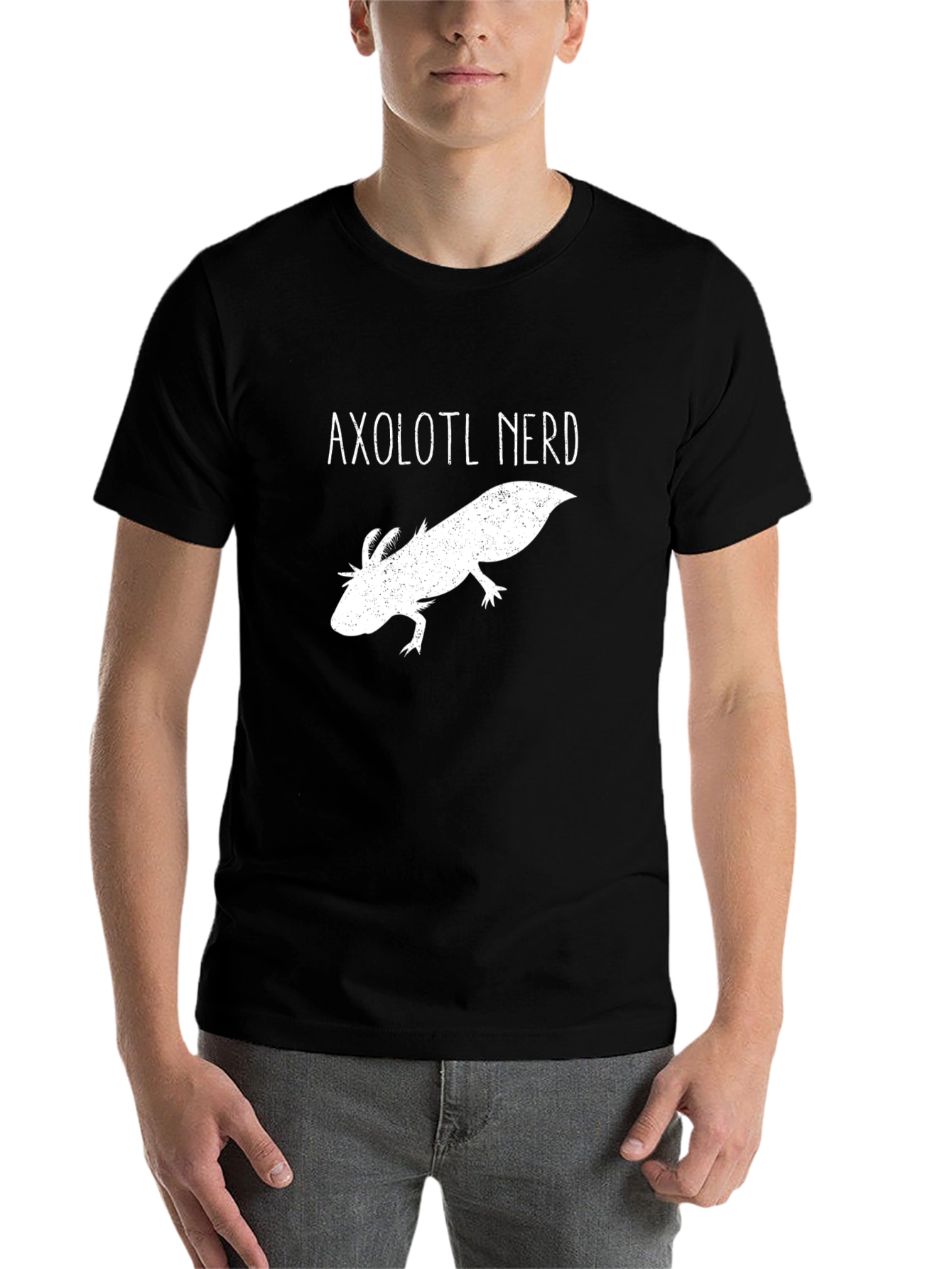 Black Axolotl Nerd Black T-Shirt view 7