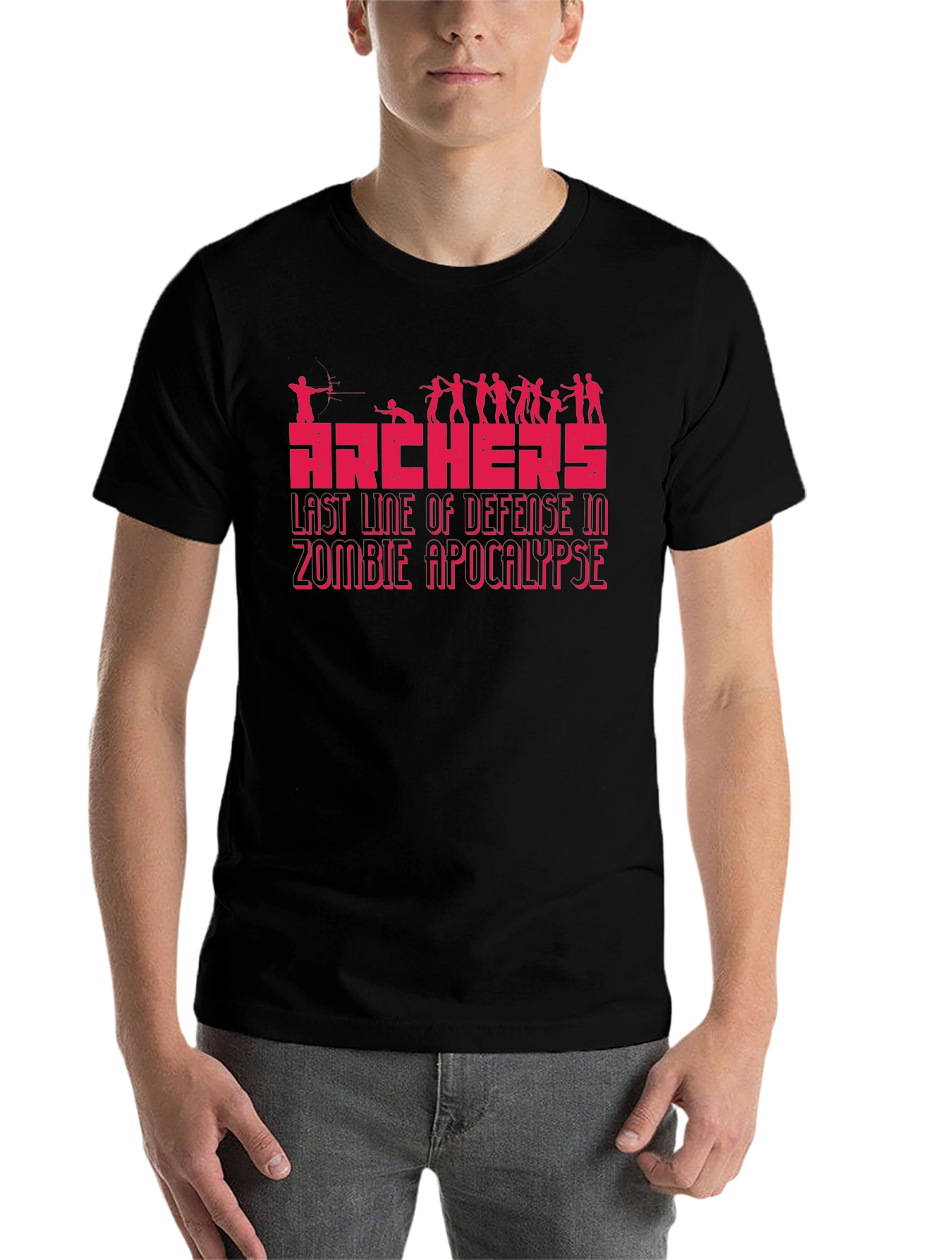 Black Archers Last Line of Defense Zombie Apocalypse T-Shirt view 7