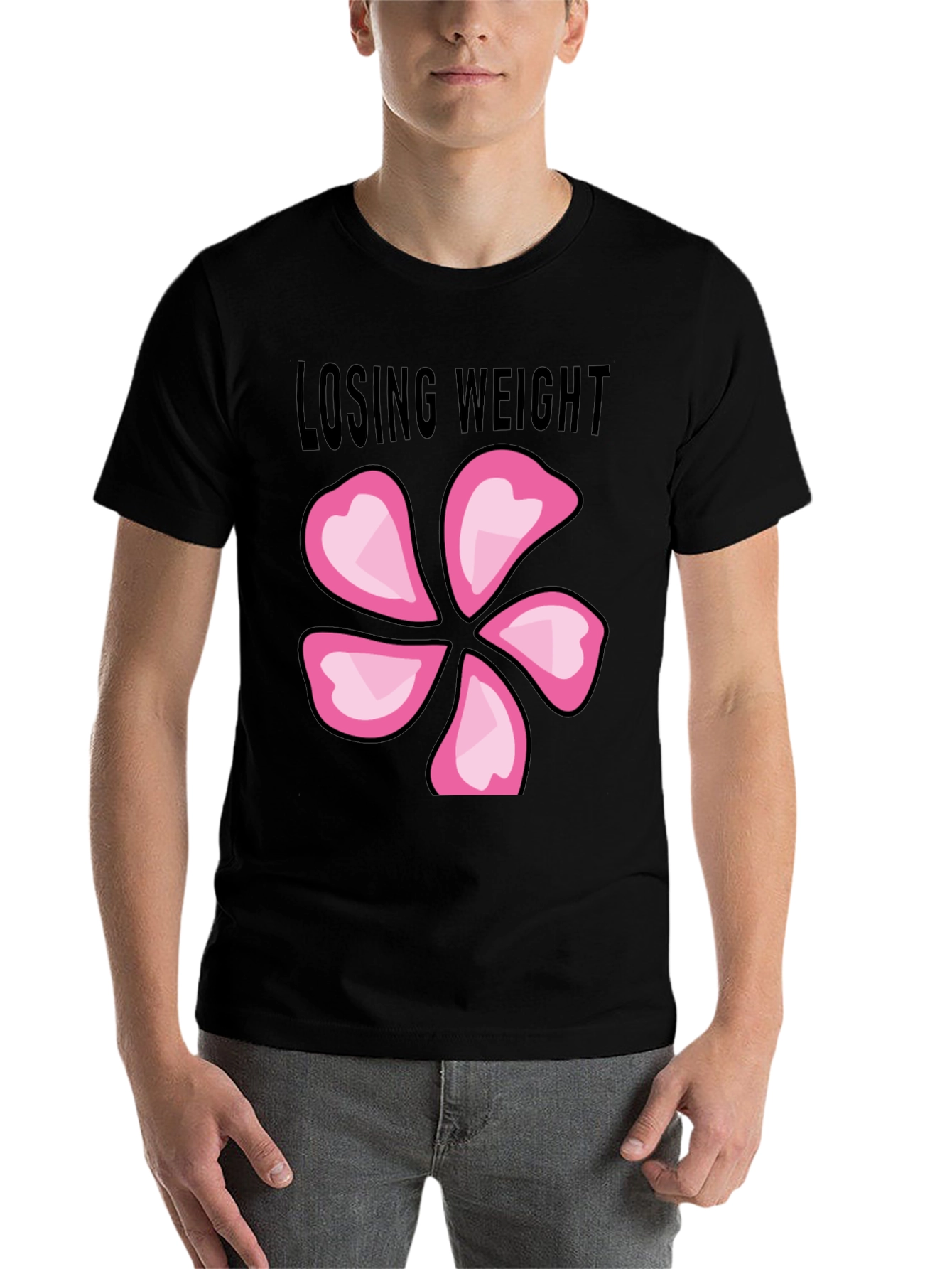 Black Losing Weight Flower T-Shirt - Black view 7