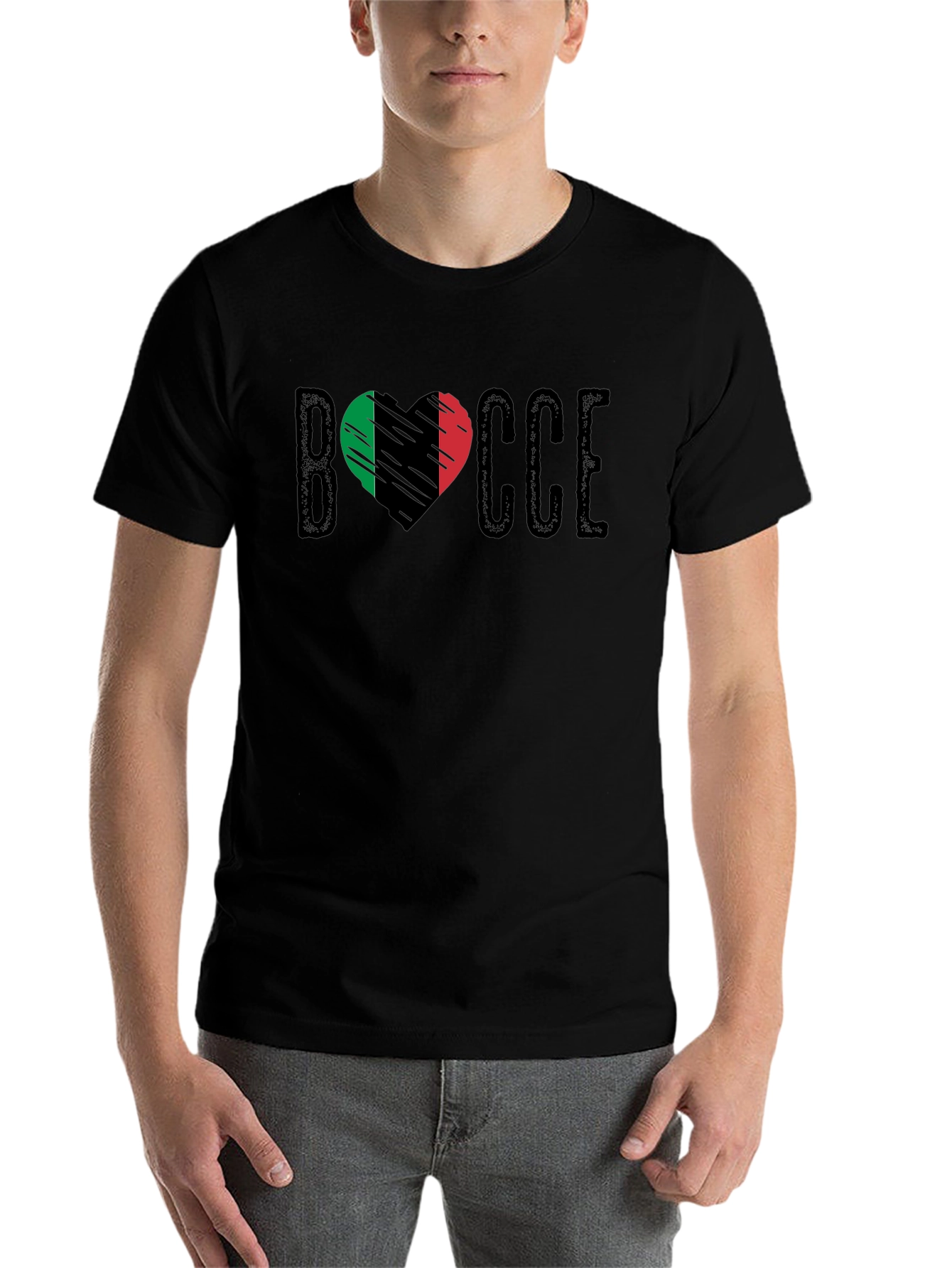 Black Bocce Heart Italian Flag T-Shirt view 7