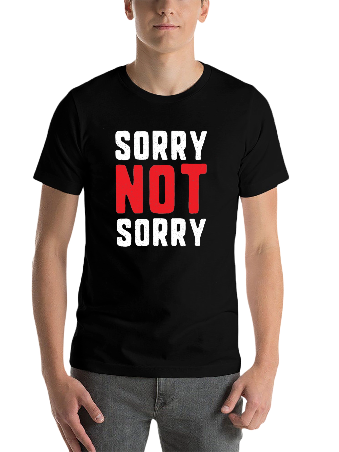 Black Sorry Not Sorry Graphic Tee - Black Cotton T-Shirt view 7