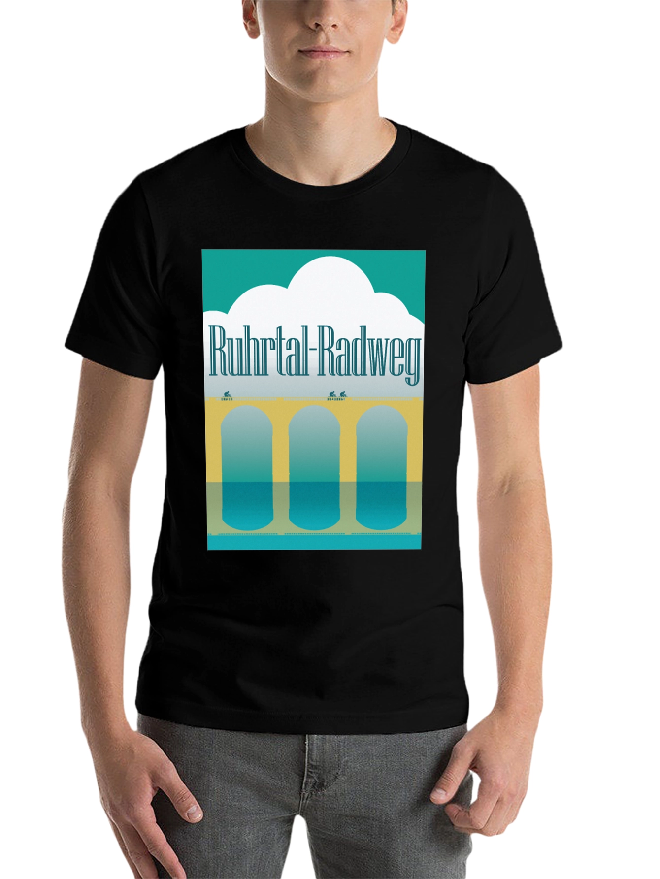 Black Ruhtal Radweg Graphic Tee - Cycling Tour Shirt view 7