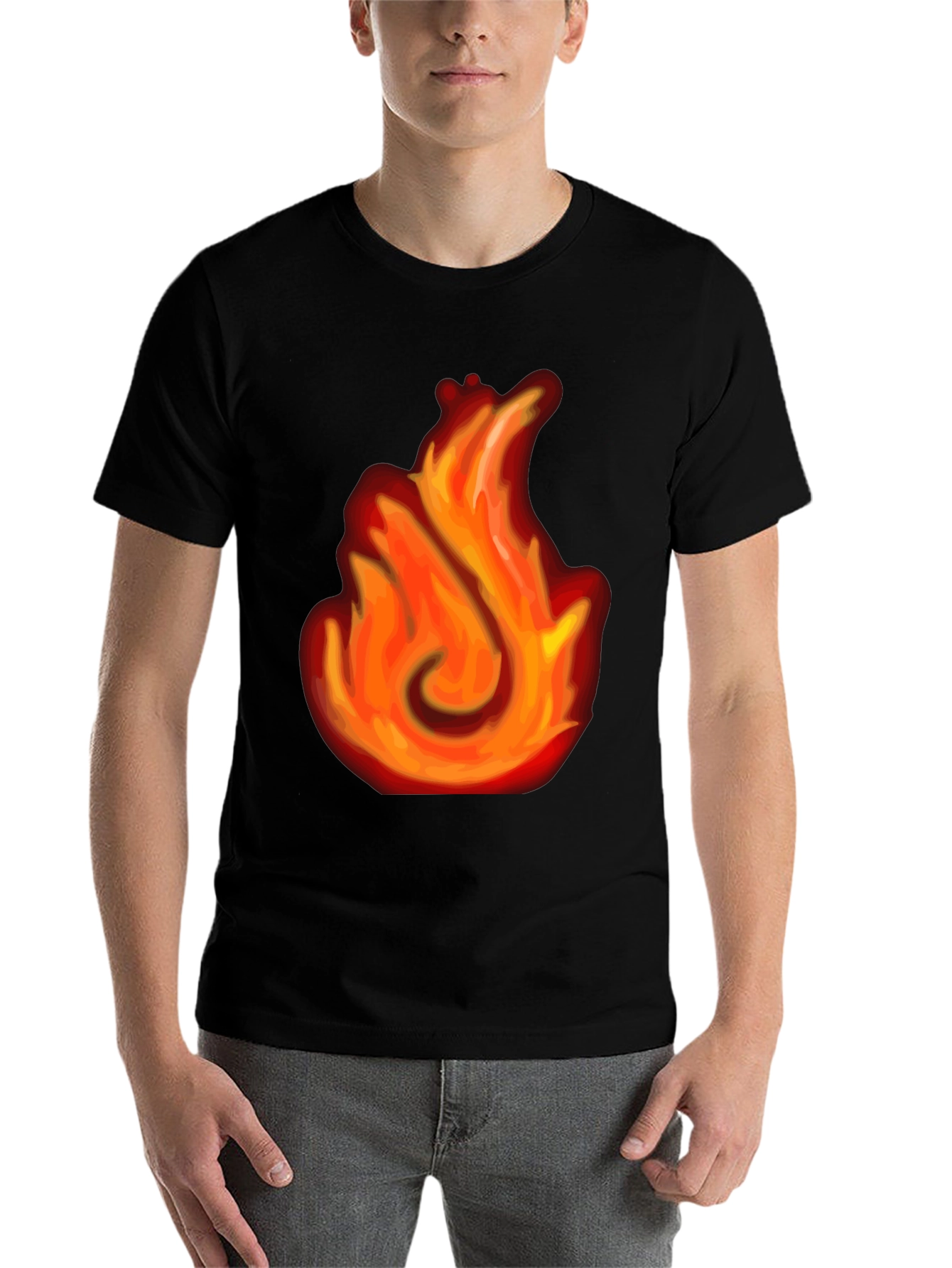 Black Fiery Flame Graphic Black T-Shirt view 7