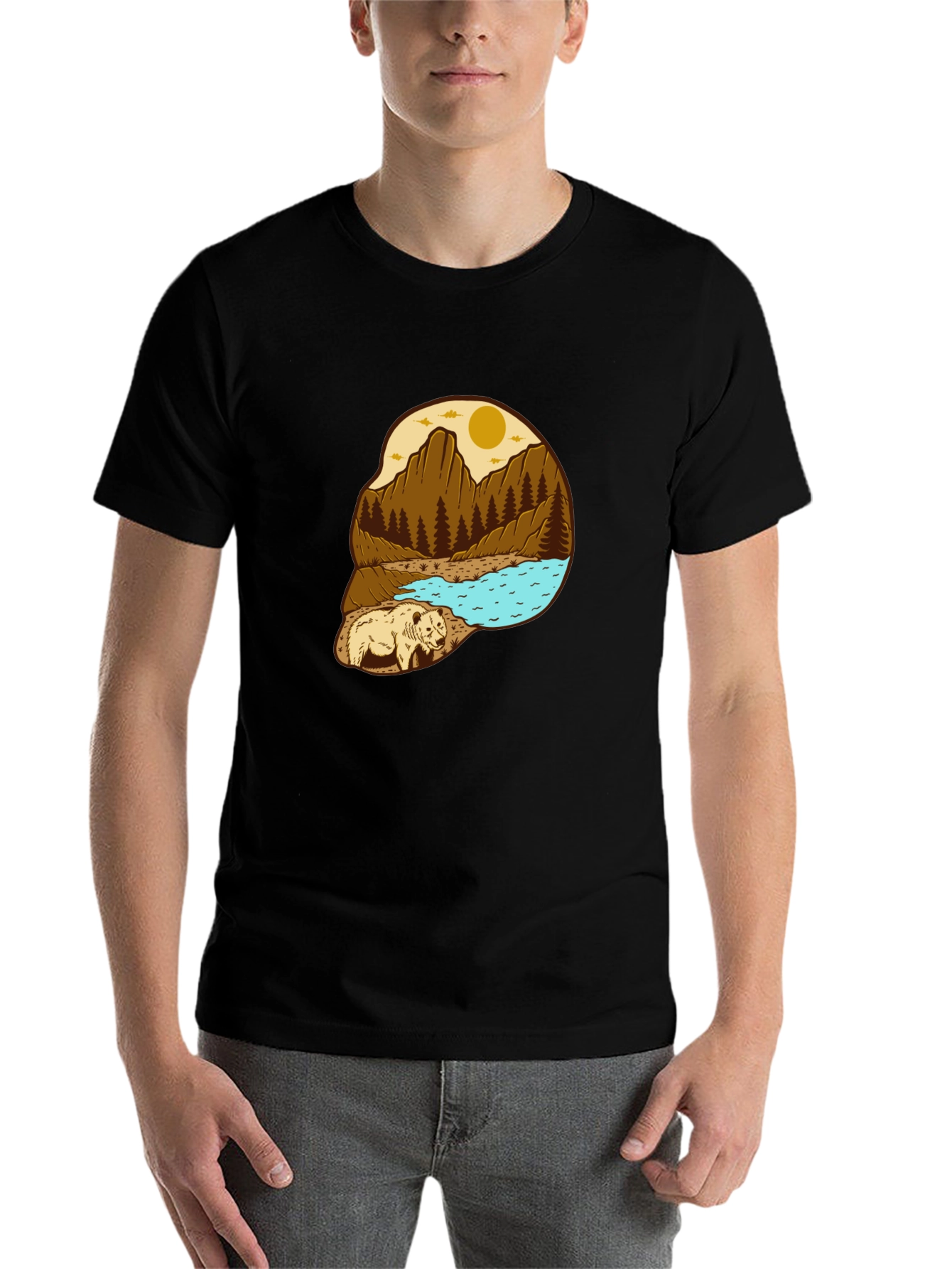 Black Bear Mountain Scene Graphic Tee view 7