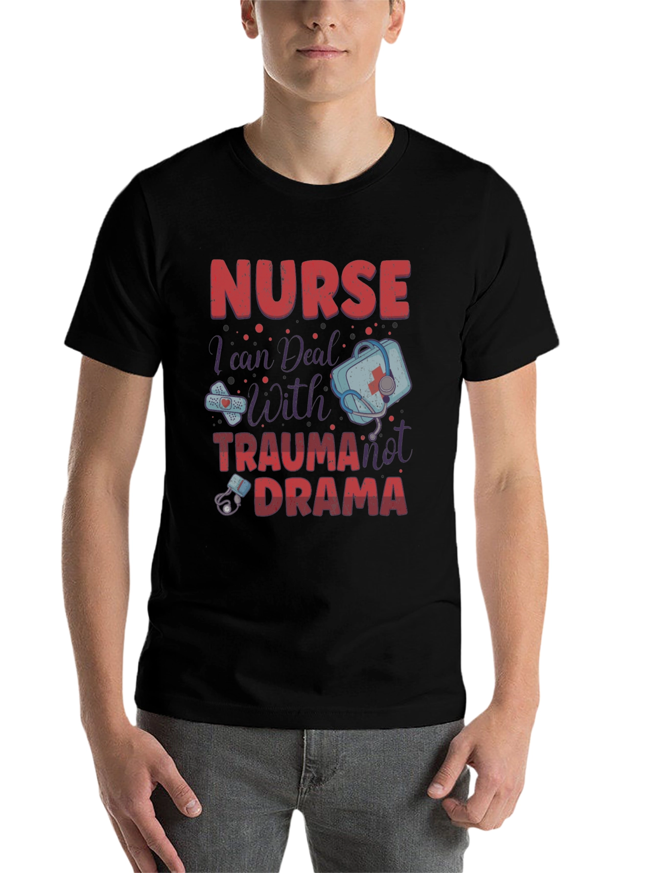 Black Nurse Trauma Drama T-Shirt - Medical Humor Apparel view 7