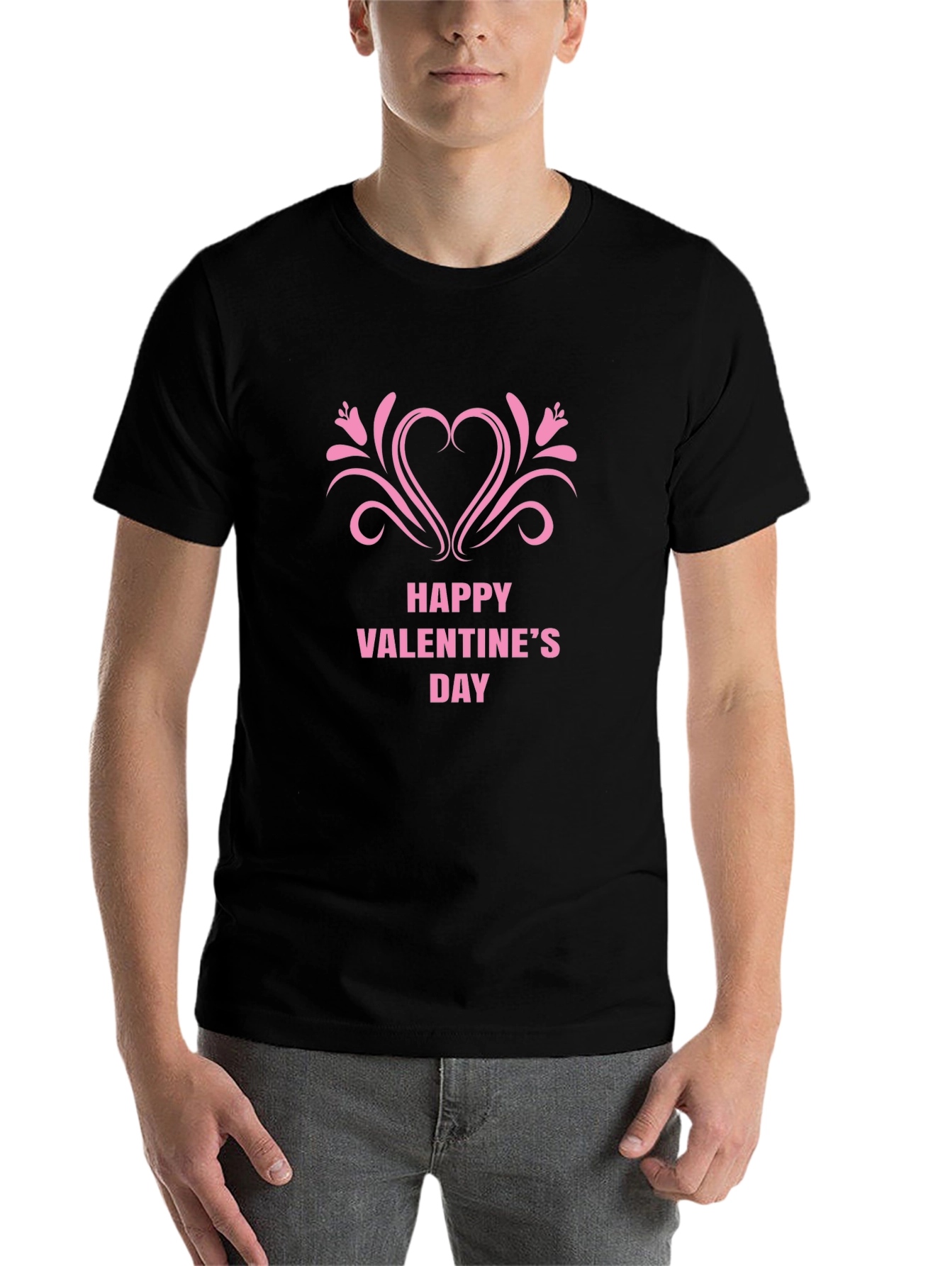 Black Happy Valentine's Day Graphic Tee - Black view 7