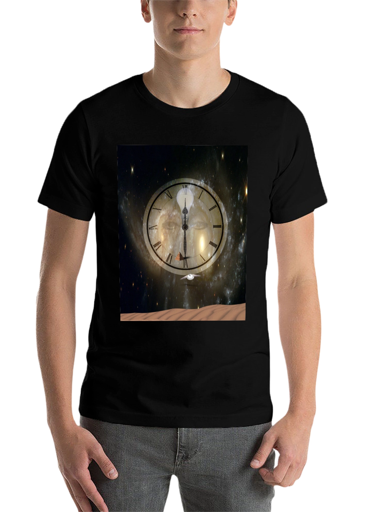Black Time & Space Graphic Tee - Black Cotton Comfort view 7