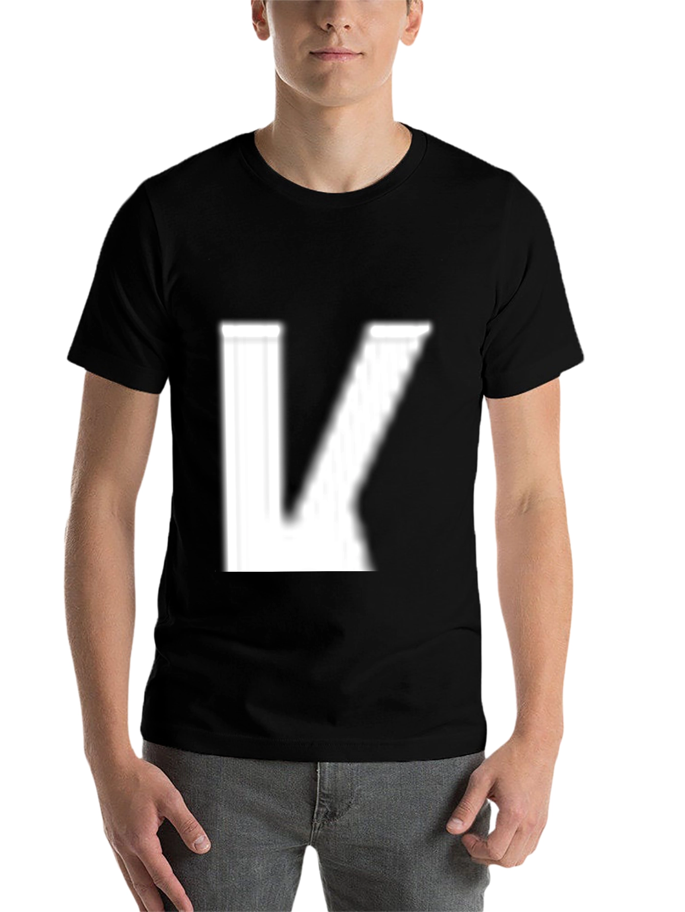 Black Letter K Graphic Print Tee - Modern Style view 7