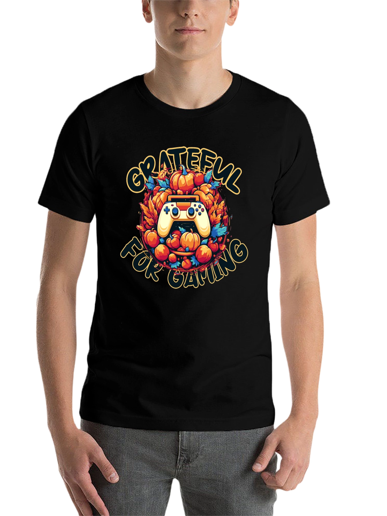 Black Grateful for Gaming T-Shirt - Gamer Thanksgiving Tee view 7