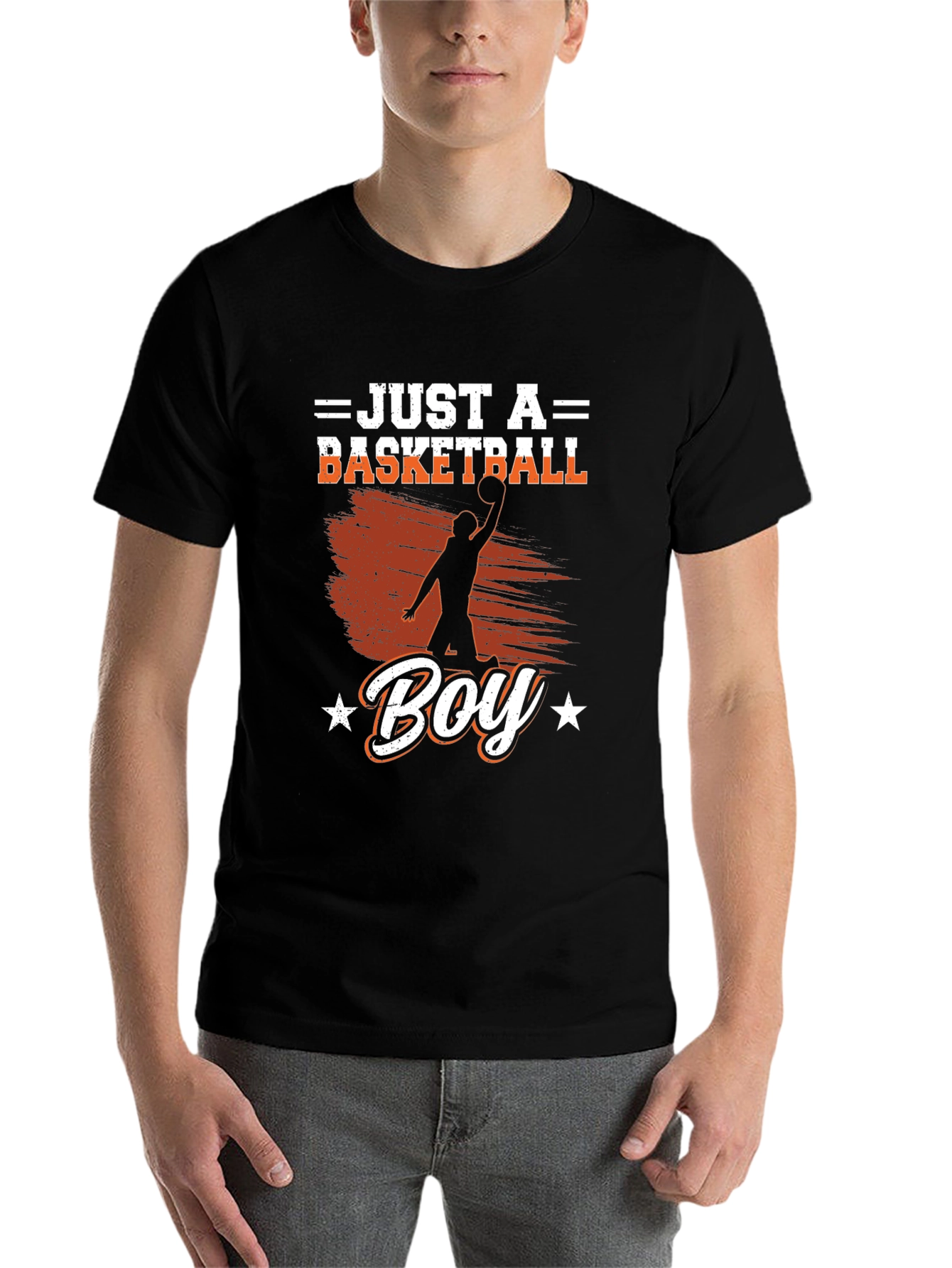 Black Basketball Boy Graphic Tee - Sporty Casual Shirt view 7