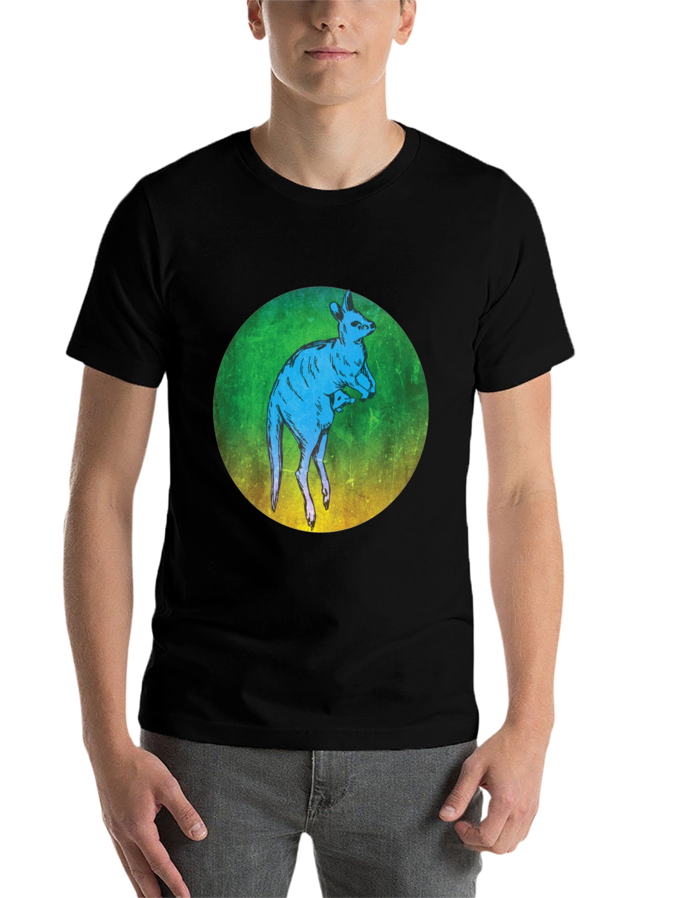 Black Kangaroo Graphic T-Shirt - Unique Animal Design view 7