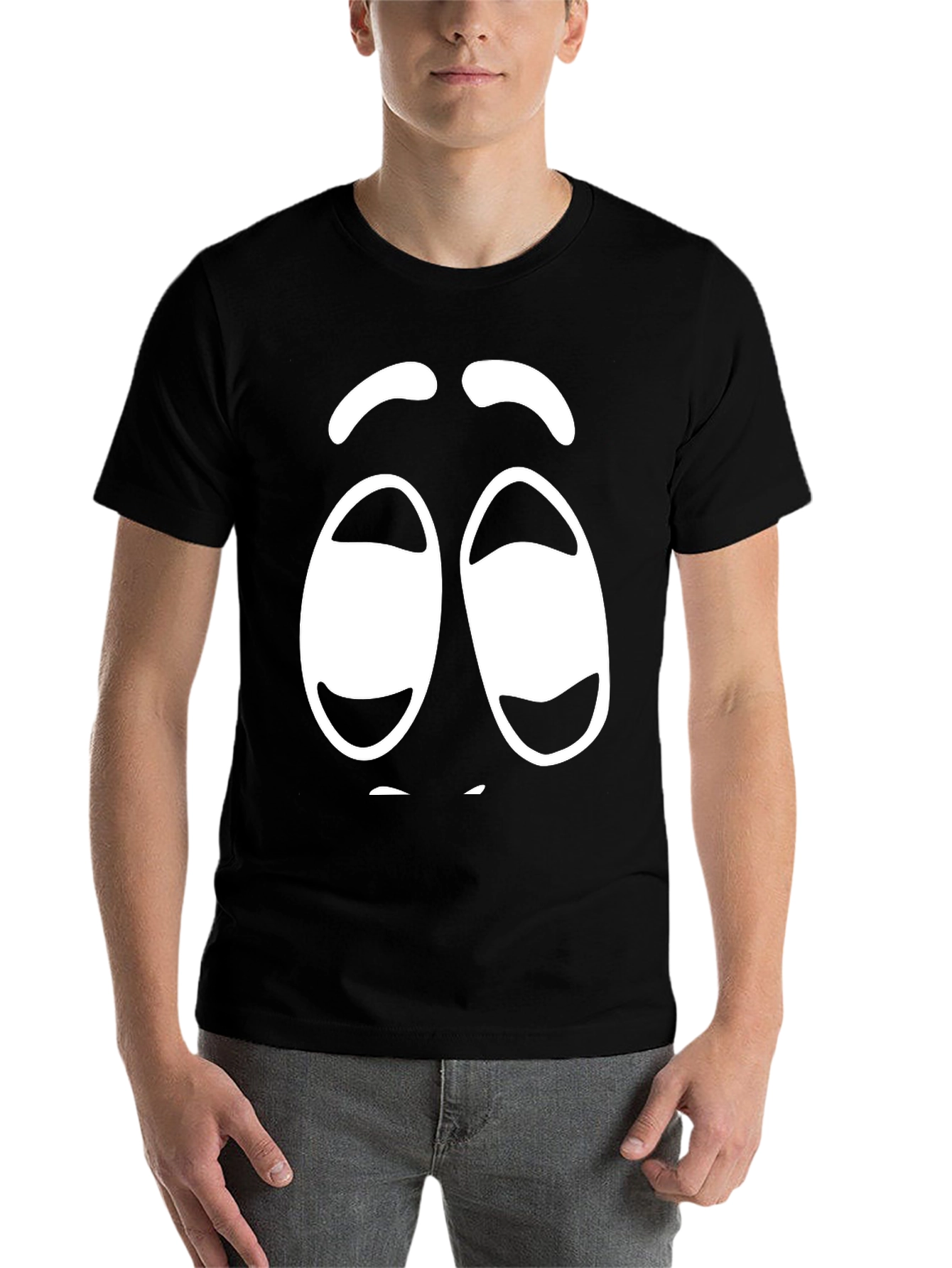 Black Funny Graphic Sleepy Face Black T-Shirt view 7