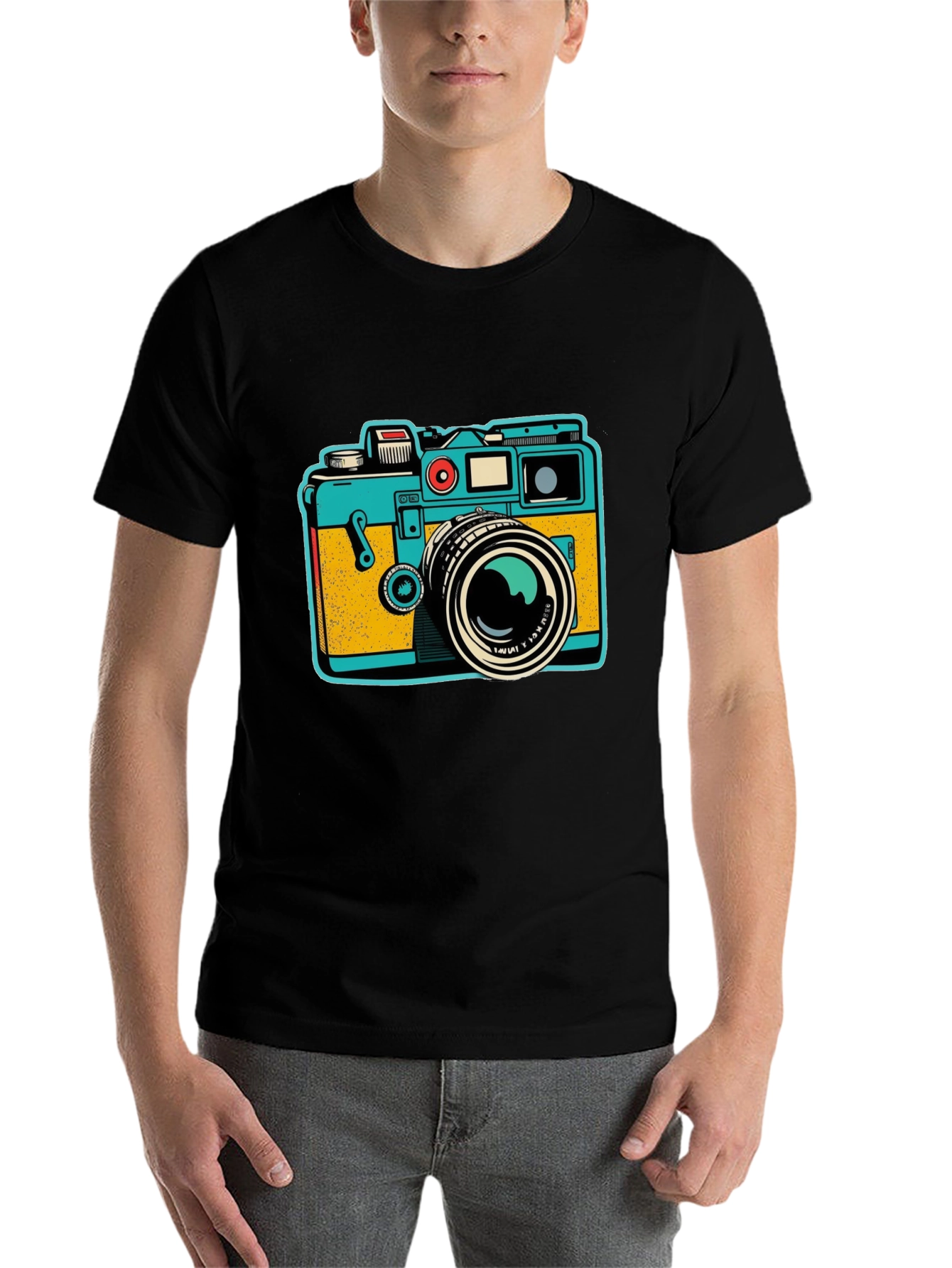 Black Retro Camera Graphic T-Shirt view 7