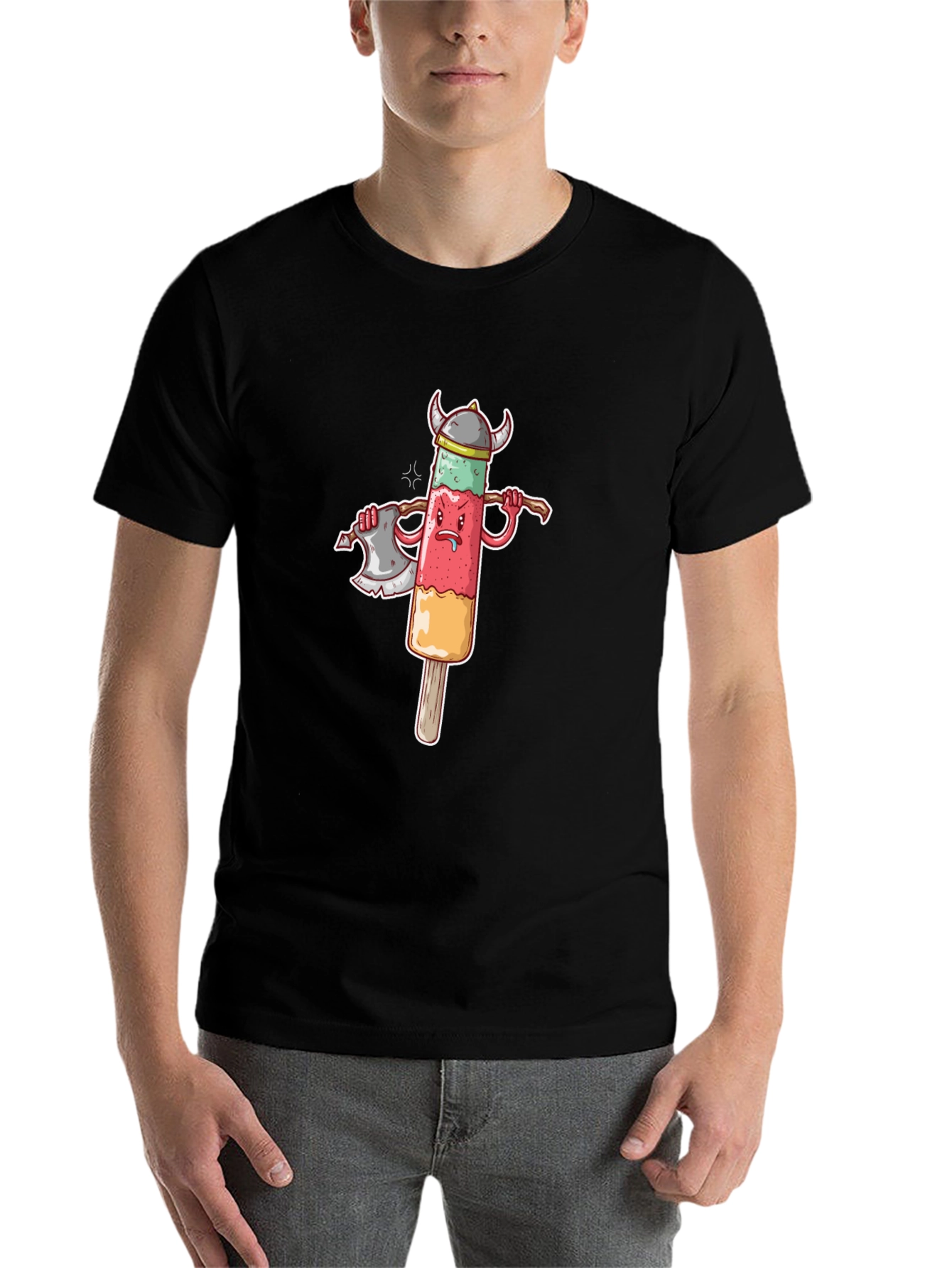 Black Viking Ice Pop Graphic Tee - Funny Novelty Shirt view 7