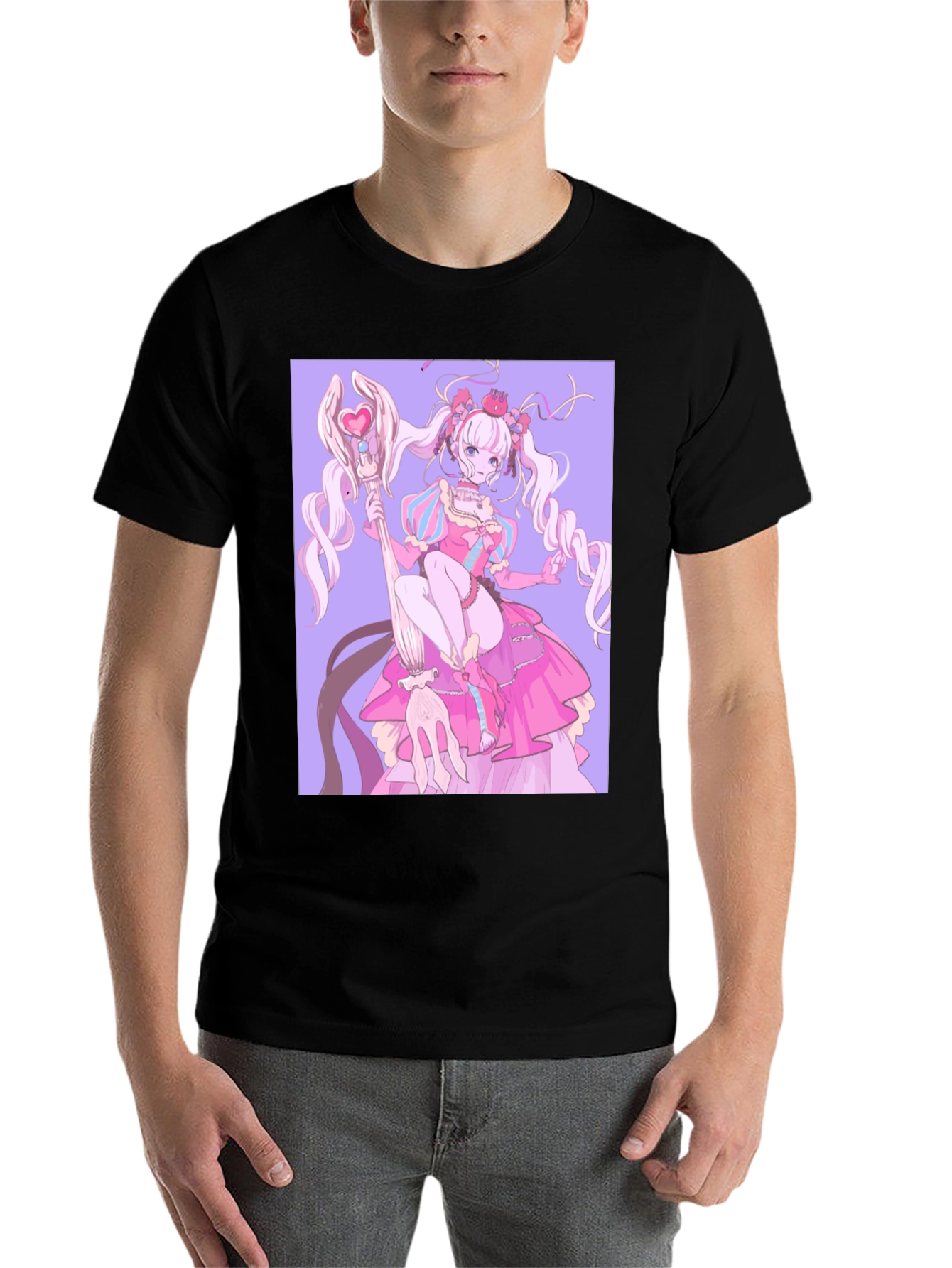 Black Anime Girl Graphic Black T-Shirt view 7