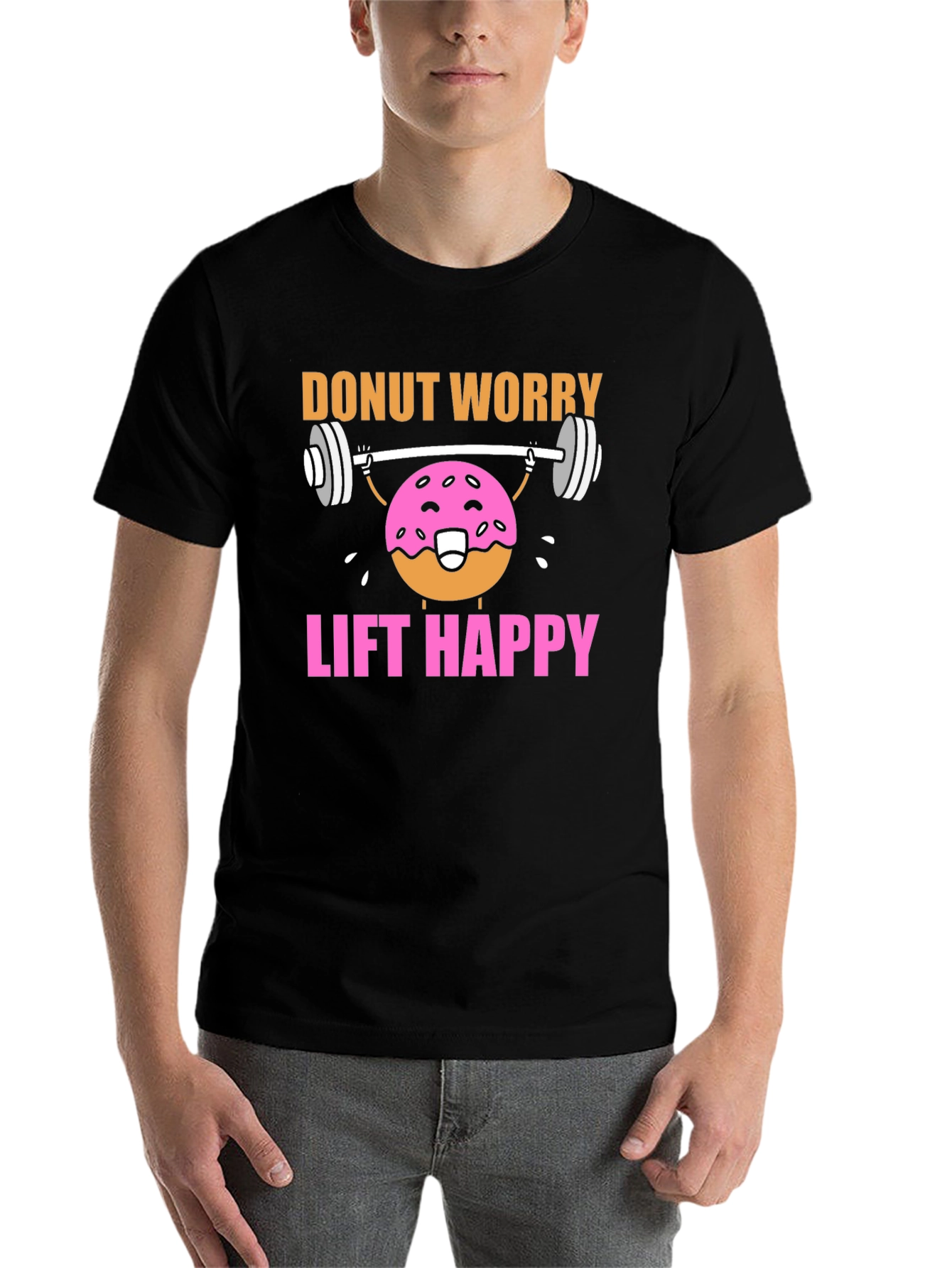 Black Donut Worry Lift Happy Graphic T-Shirt view 7