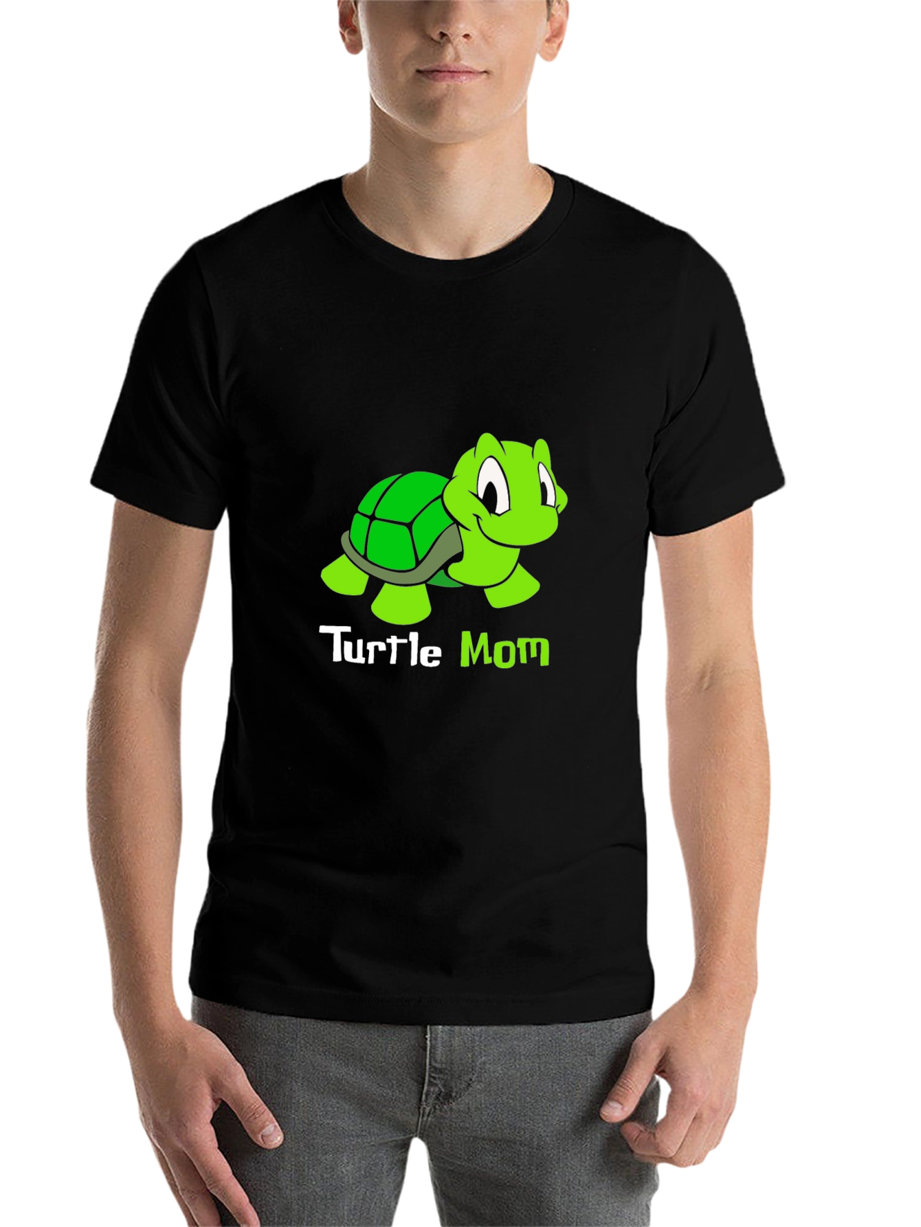 Black Turtle Mom T-Shirt - Cute Cartoon Turtle Design view 7