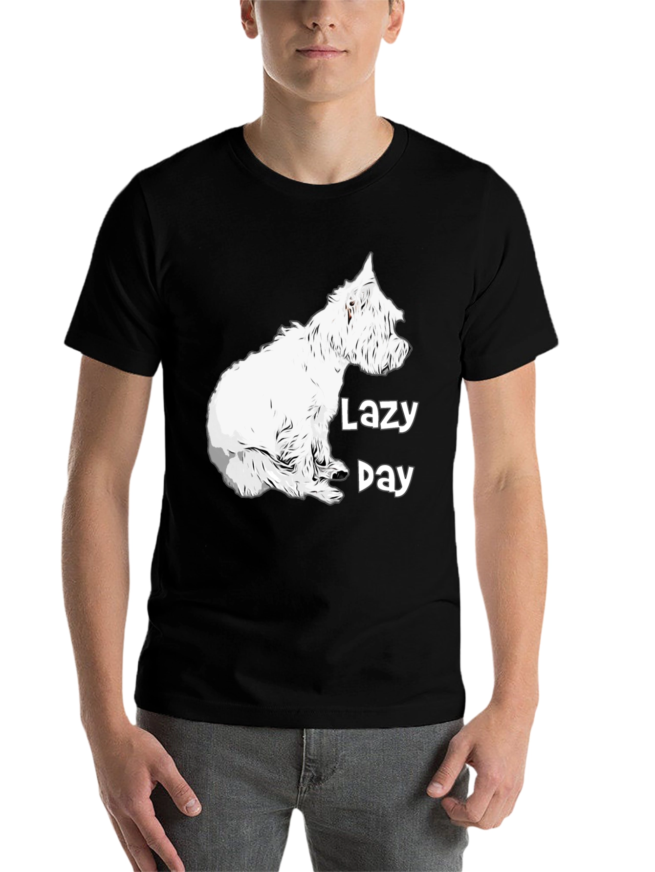 Black Lazy Day Dog Graphic Tee - Comfy Black T-Shirt view 7