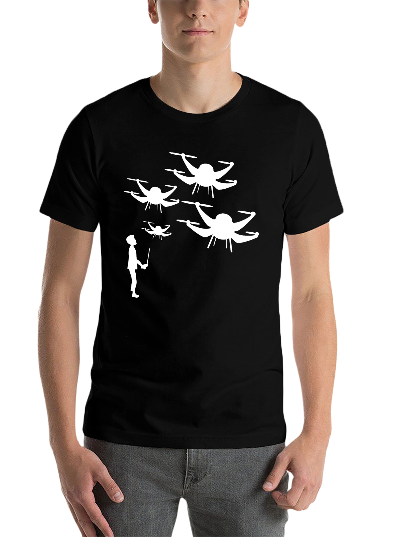 Black Drone Controller T-Shirt - Fly Your Style! view 7