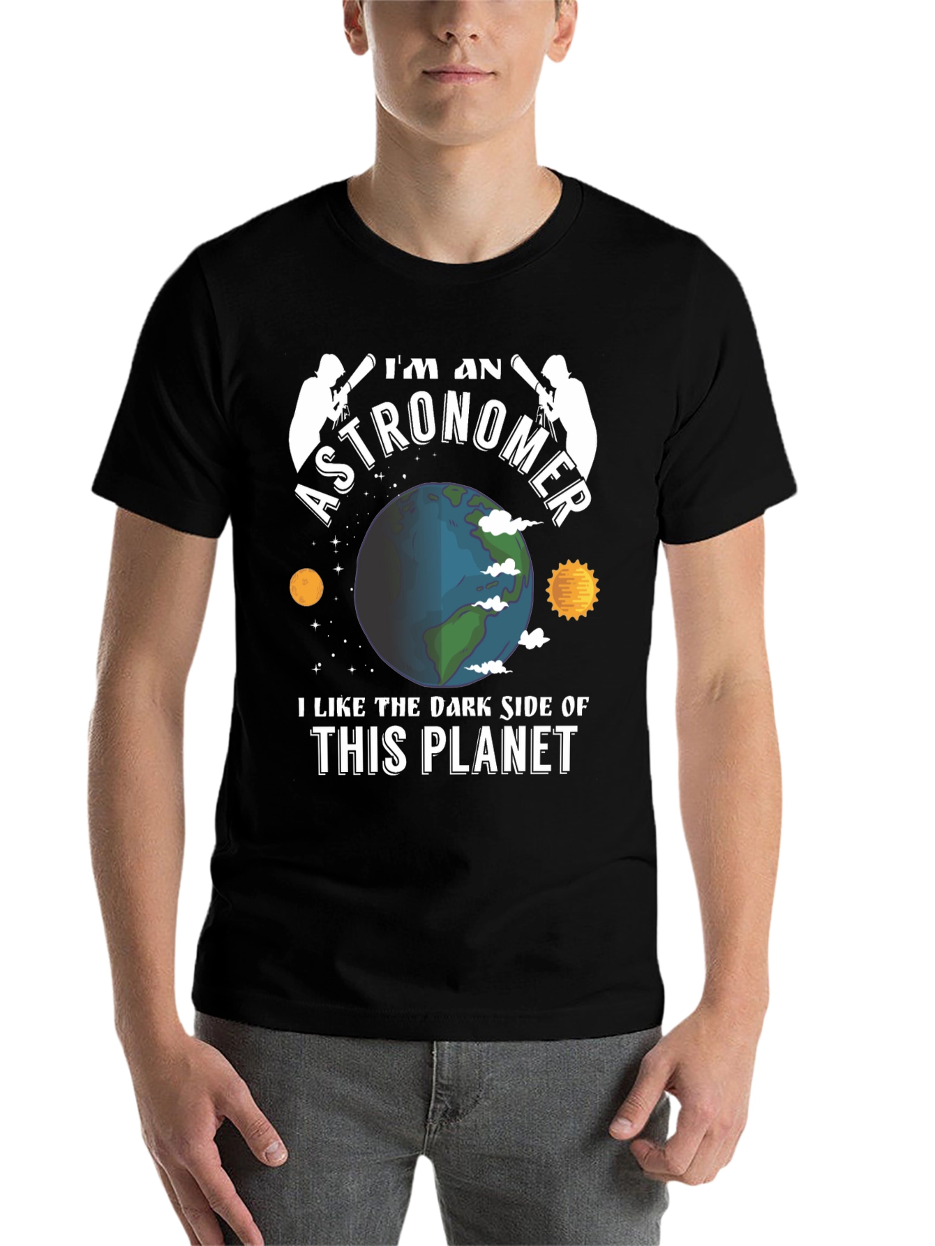 Black I'm An Astronomer T-Shirt - Dark Side Planet Tee view 7