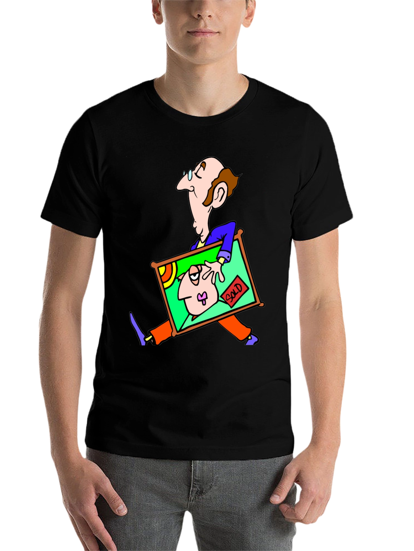 Black Cartoon Art T-Shirt - Whimsical Graphic Tee view 7