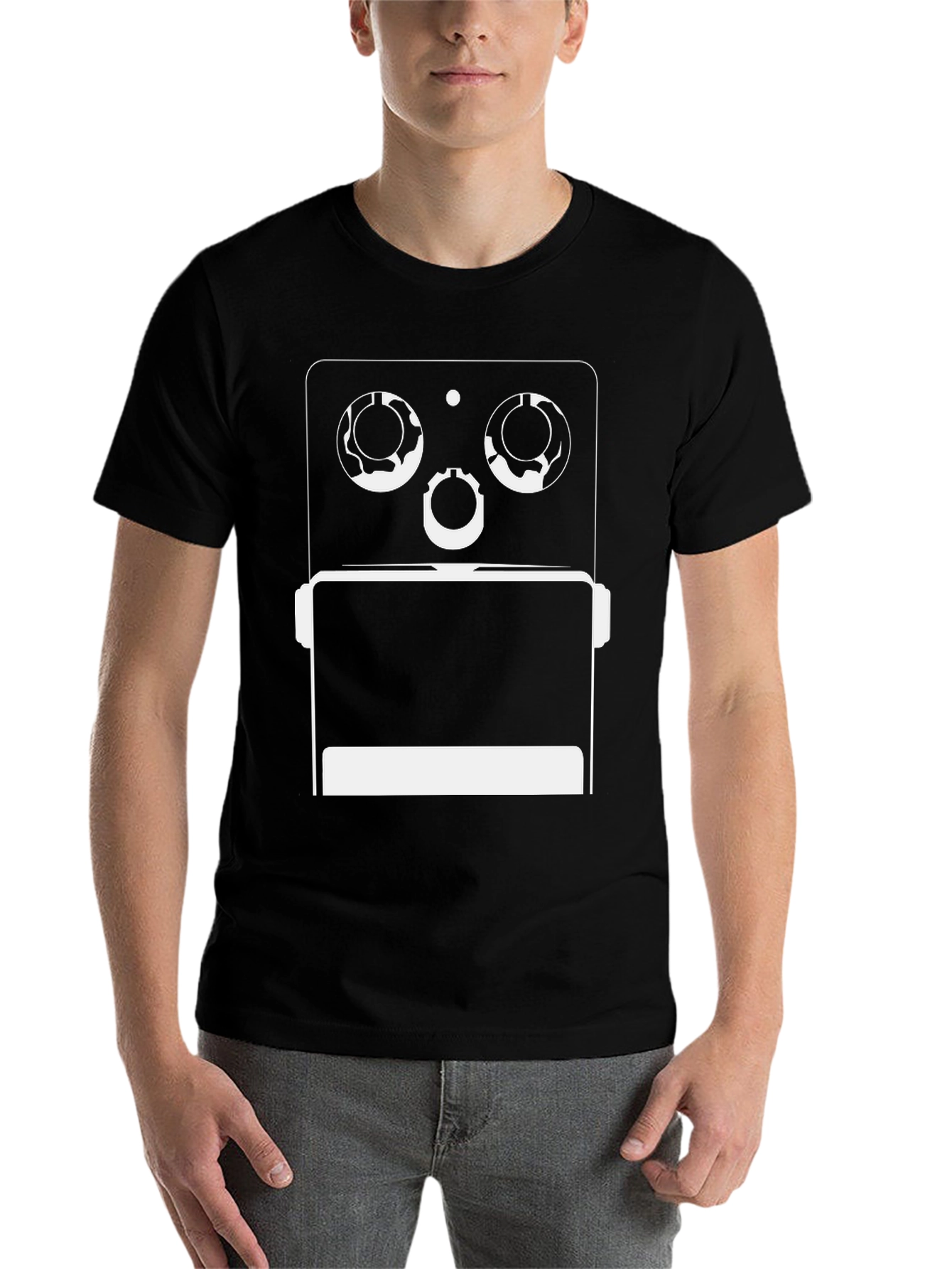 Black Geometric Robot Graphic Tee - Modern Style view 7