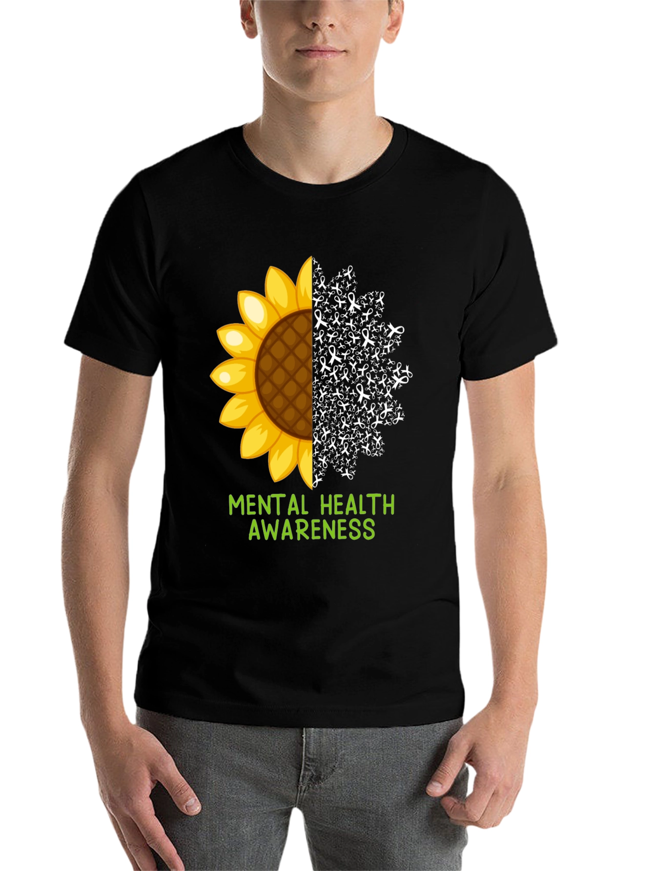 Black Mental Health Awareness Sunflower T-Shirt view 7