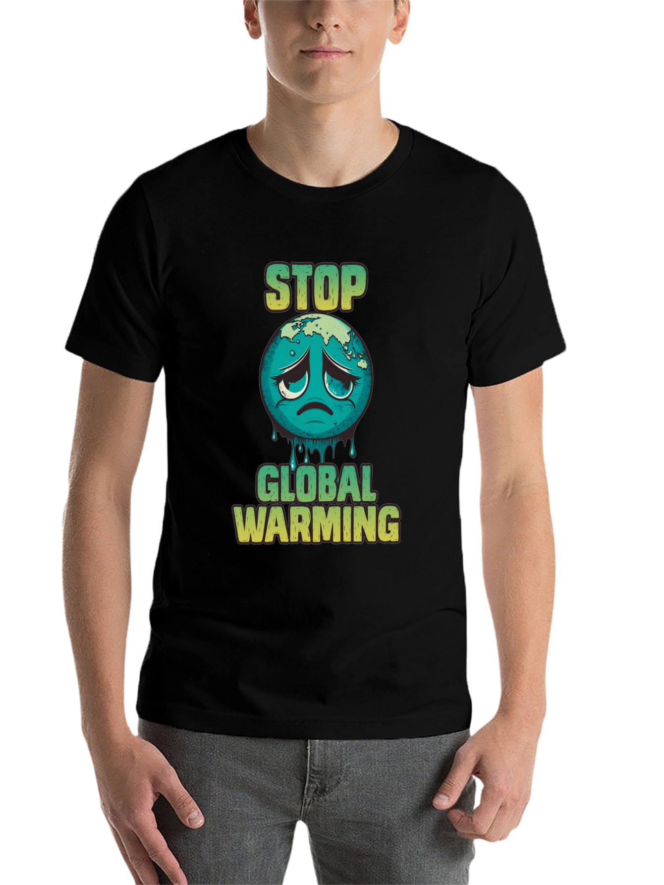 Black Stop Global Warming Graphic T-Shirt view 7