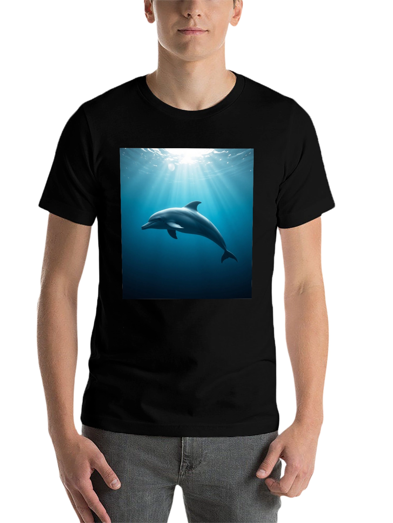 Black Dolphin Ocean Depths Graphic Tee - Black Cotton view 7