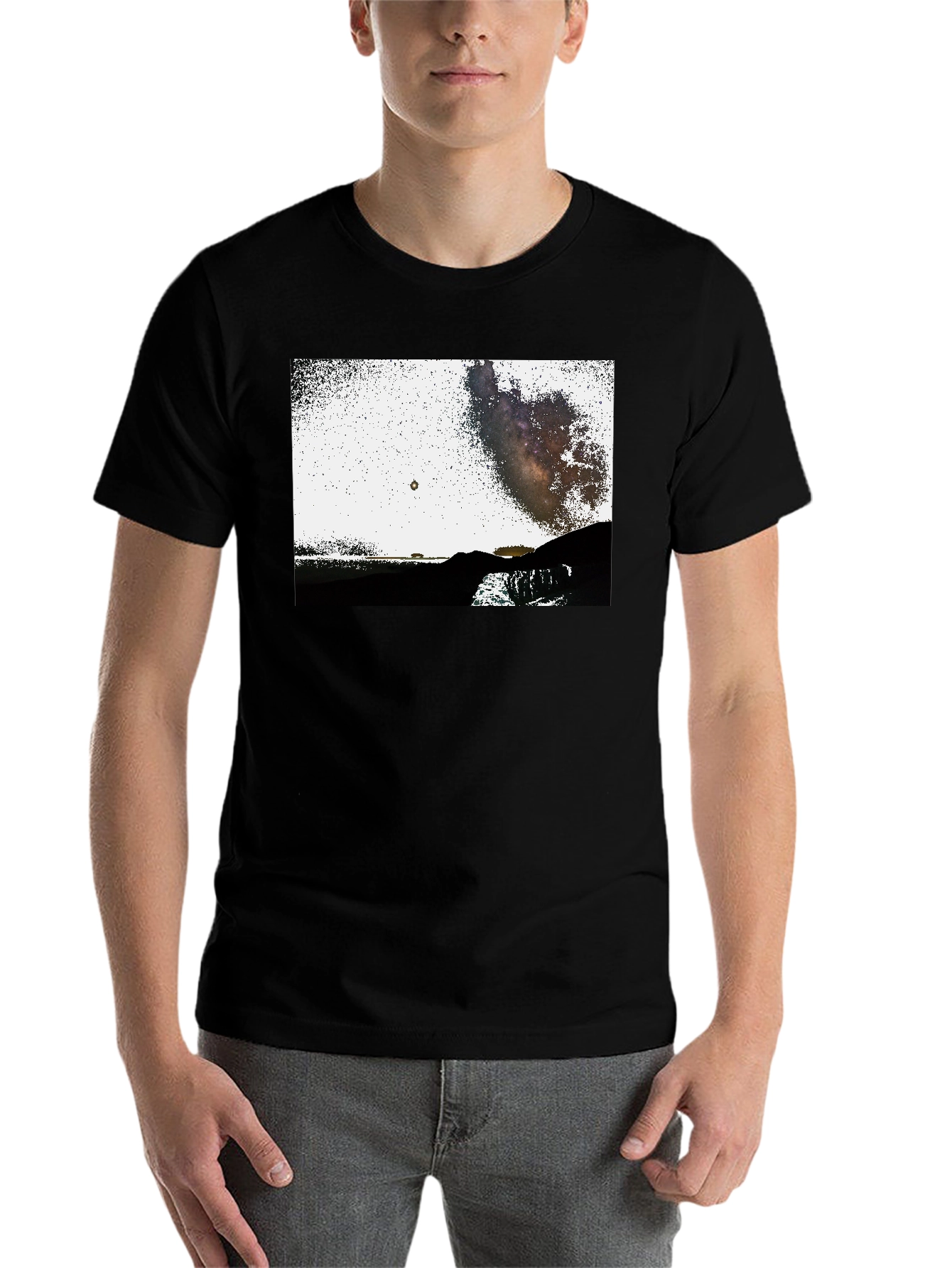 Black Black Graphic Tee - Night Sky Scene view 7