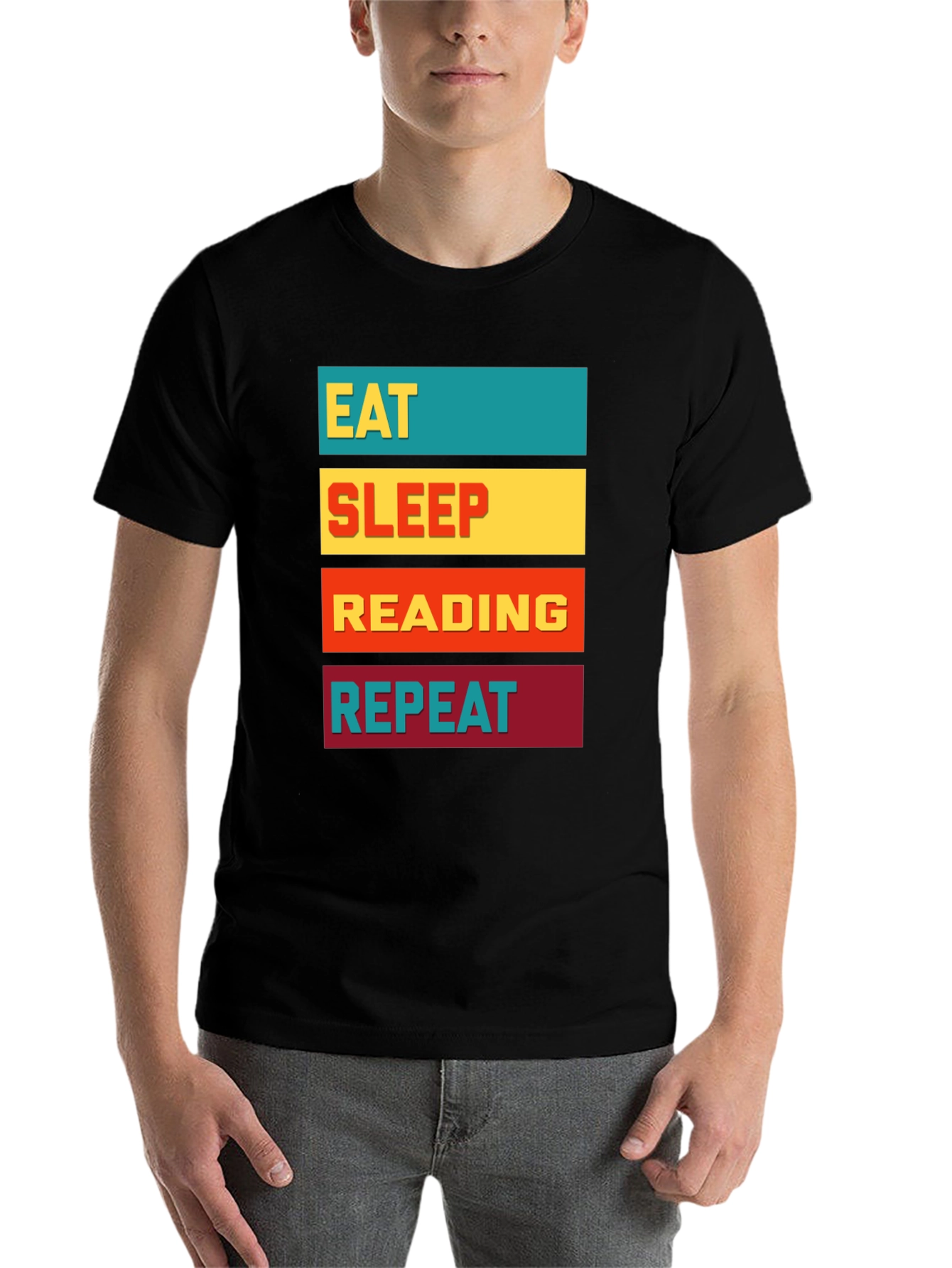 Black Eat Sleep Reading Repeat Graphic Tee view 7