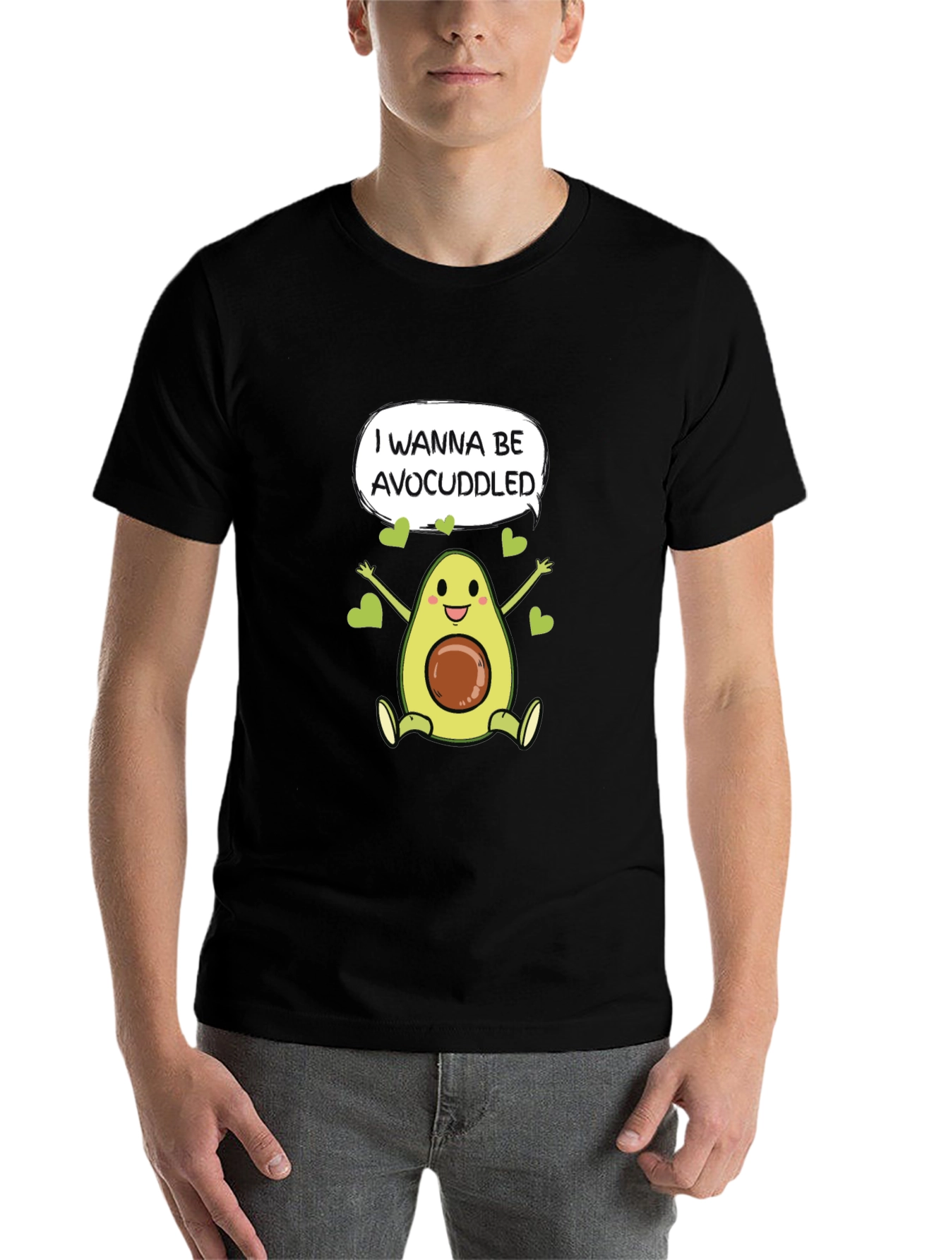 Black Avocuddled T-Shirt - Funny Avocado Graphic Tee view 7