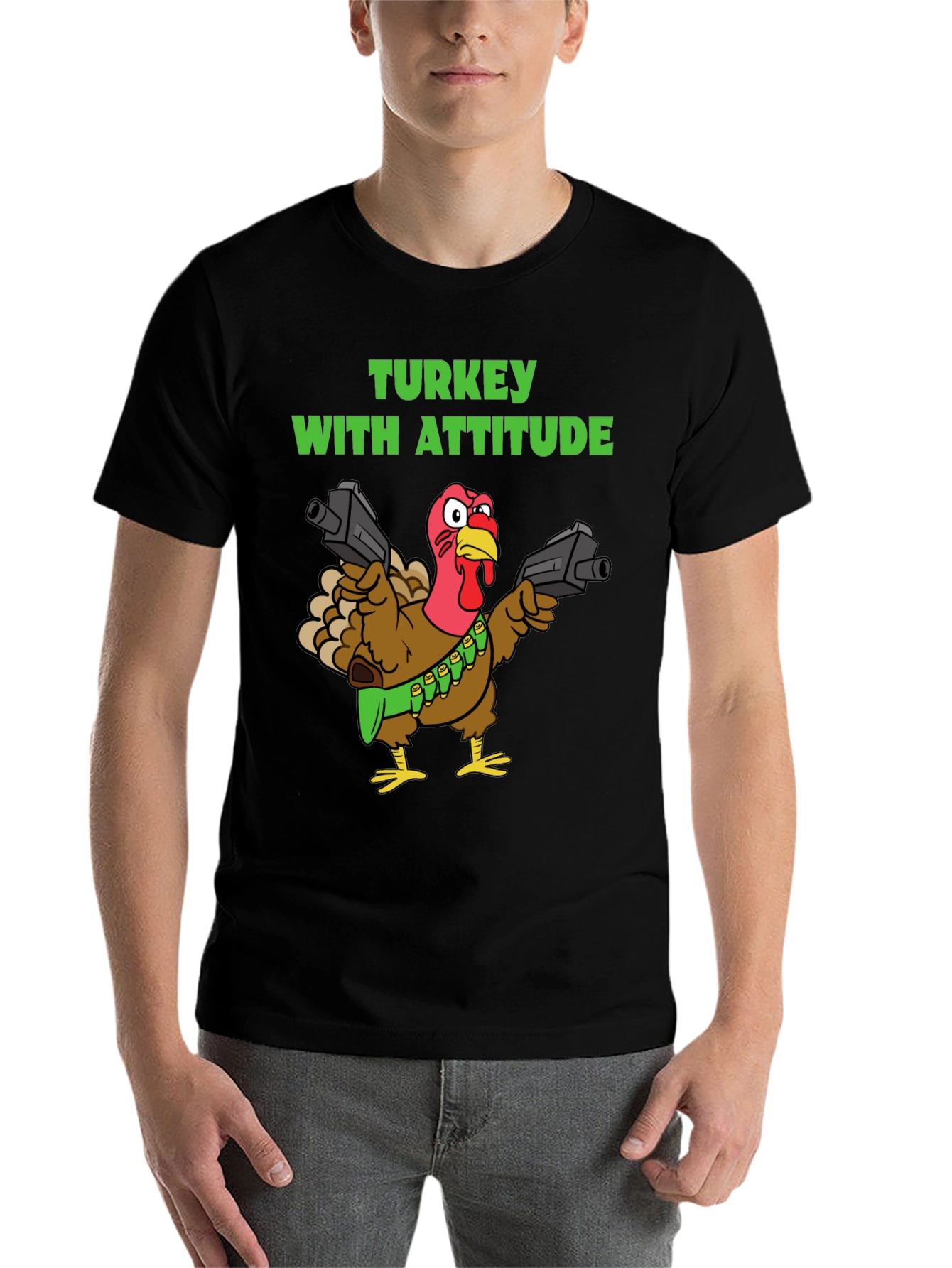 Black Turkey With Attitude Graphic T-Shirt view 7