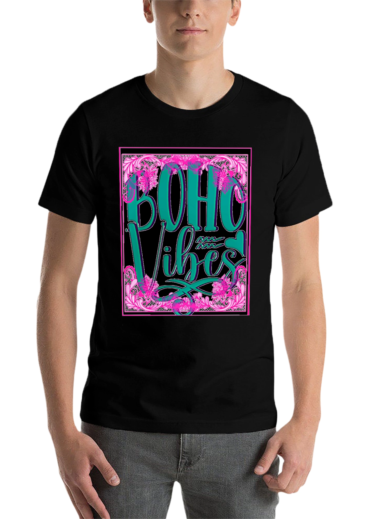 Black Boho Vibes Graphic Tee - Stylish & Trendy view 7