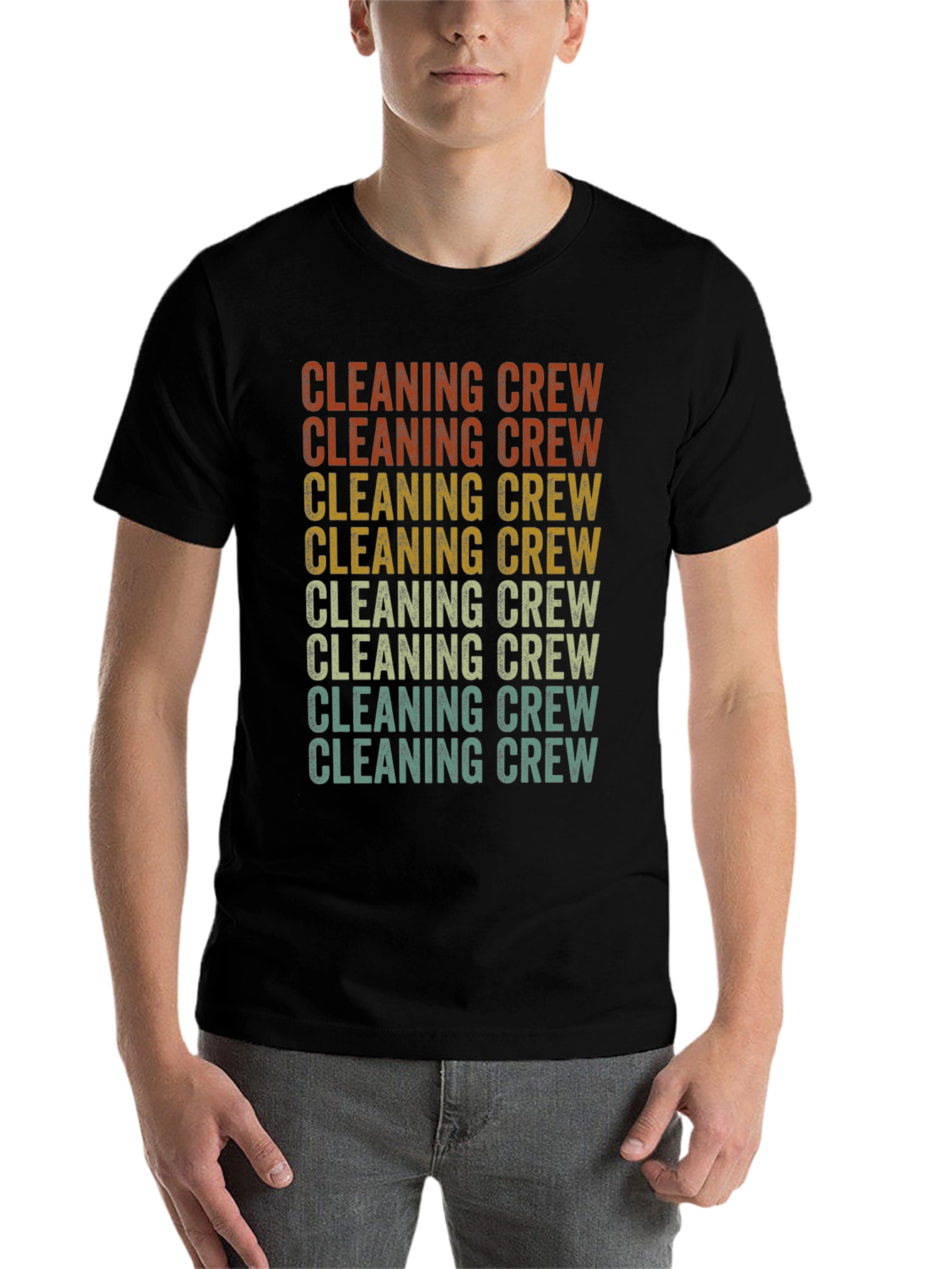 Black Cleaning Crew Retro Graphic T-Shirt view 7