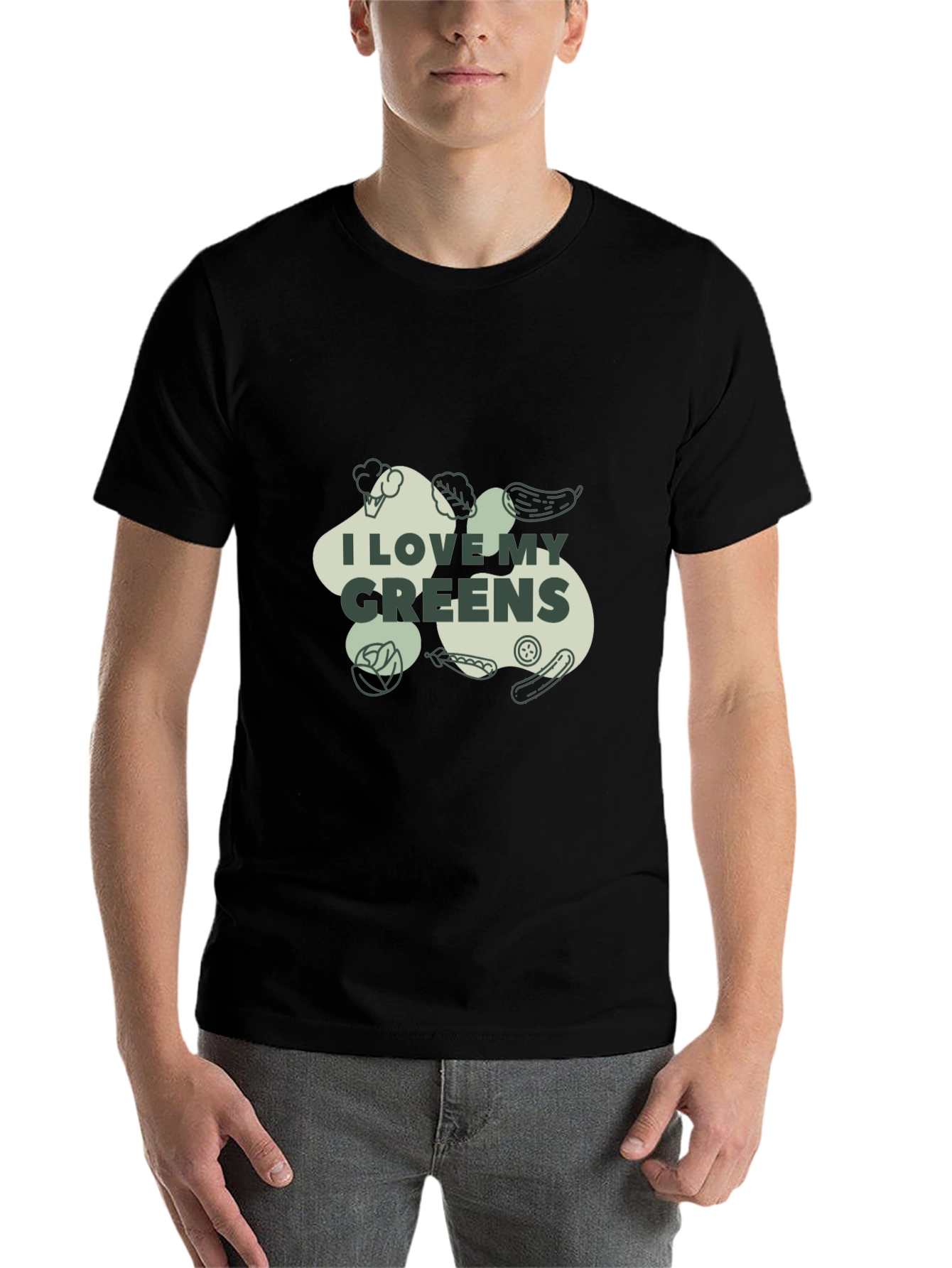 Black I Love My Greens Graphic Tee - Unisex Black T-Shirt view 7