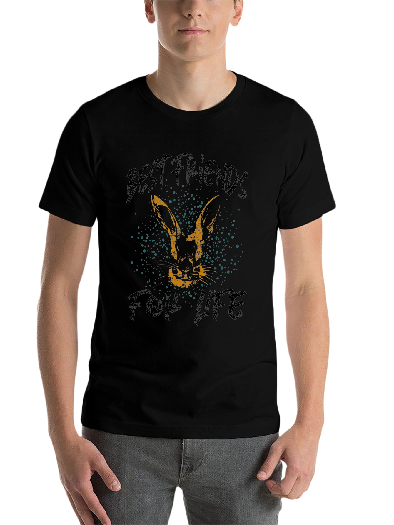 Black Best Friends For Life Rabbit Graphic Tee view 7
